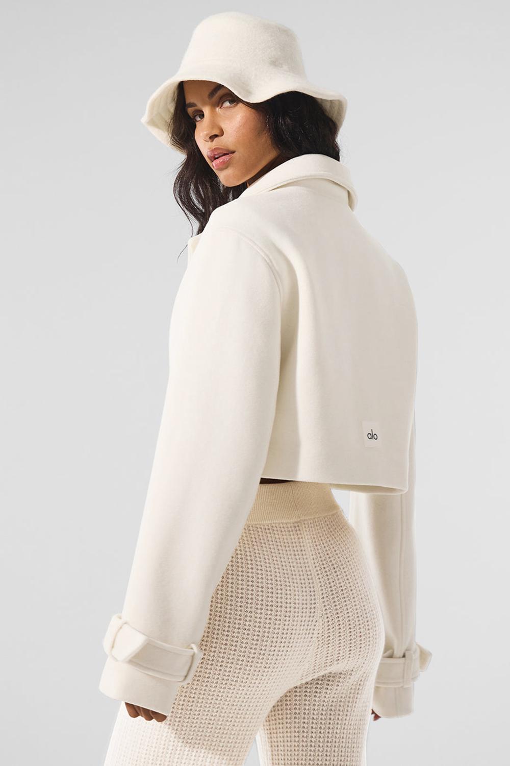Gabardina Alo Yoga Wool Cropped Metro Mujer Ivory | Mexico  VJZ-415870