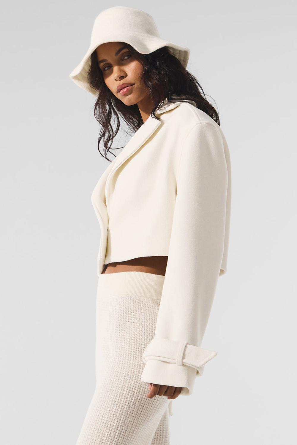 Gabardina Alo Yoga Wool Cropped Metro Mujer Ivory | Mexico  VJZ-415870