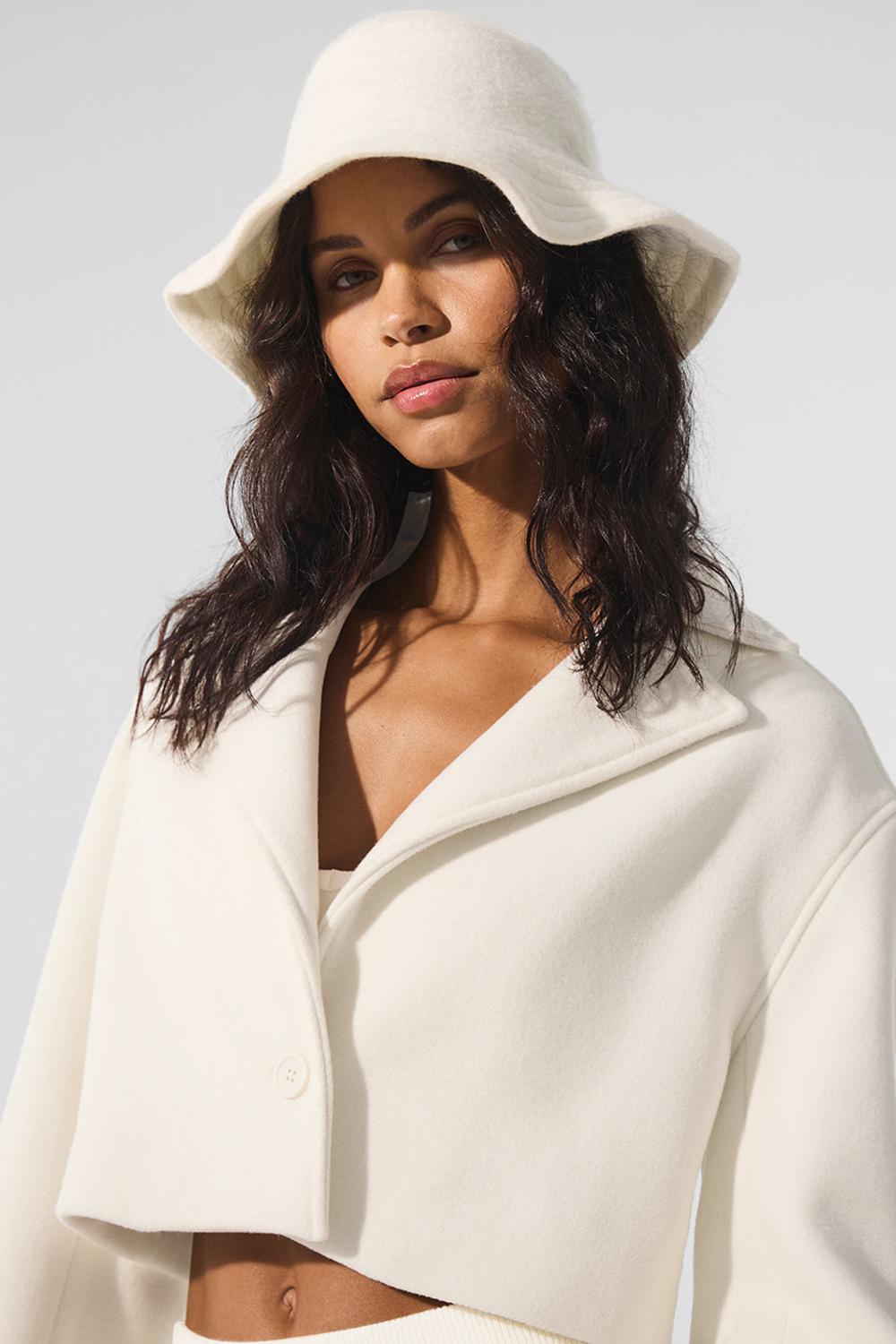 Gabardina Alo Yoga Wool Cropped Metro Mujer Ivory | Mexico  VJZ-415870