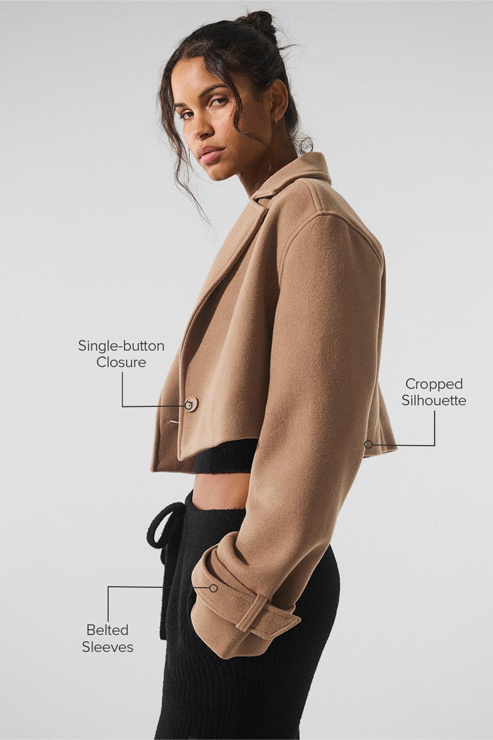 Gabardina Alo Yoga Wool Cropped Metro Mujer Toasted Almond | Mexico  EKR-027416