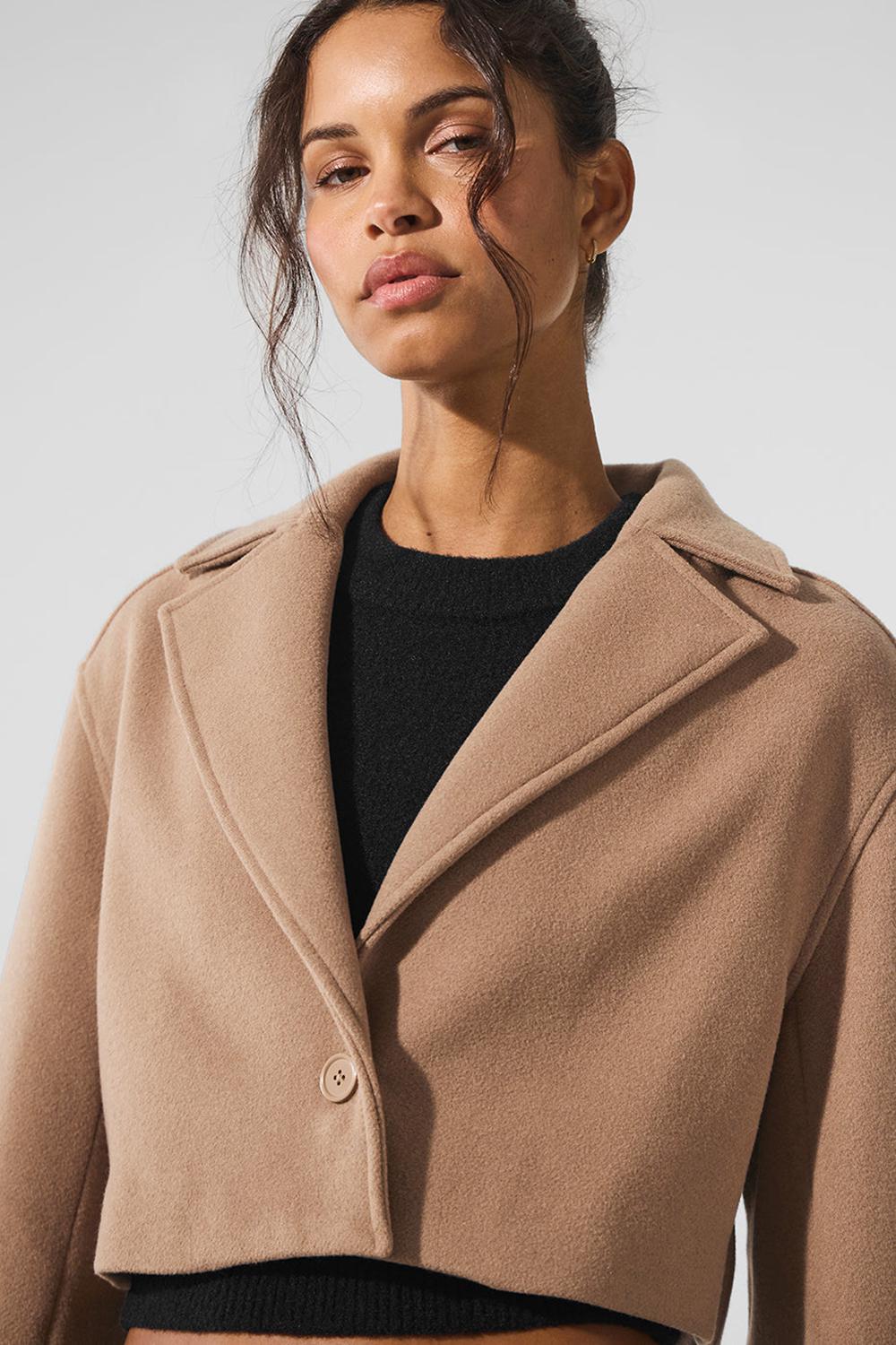 Gabardina Alo Yoga Wool Cropped Metro Mujer Toasted Almond | Mexico  EKR-027416