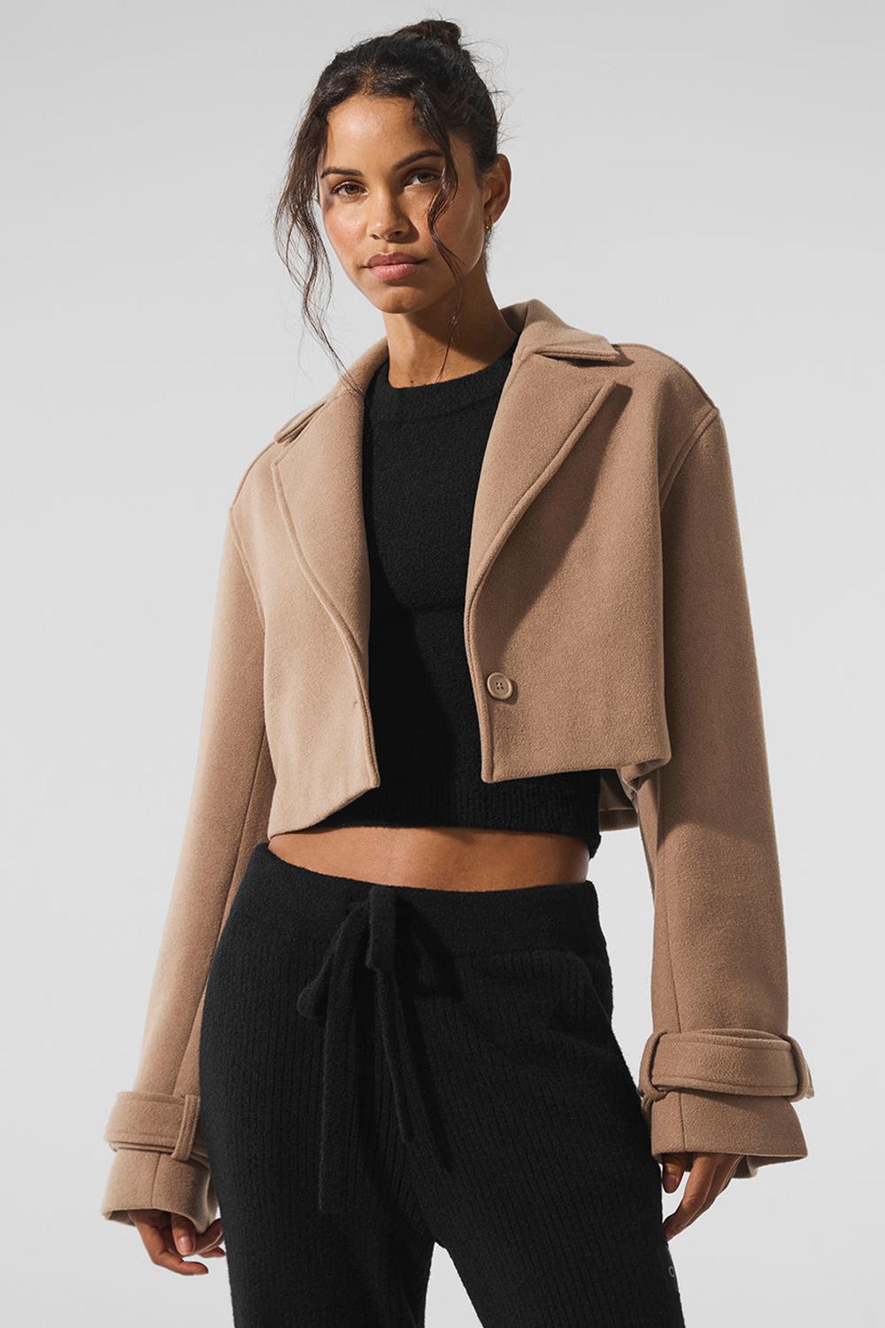 Gabardina Alo Yoga Wool Cropped Metro Mujer Toasted Almond | Mexico  EKR-027416