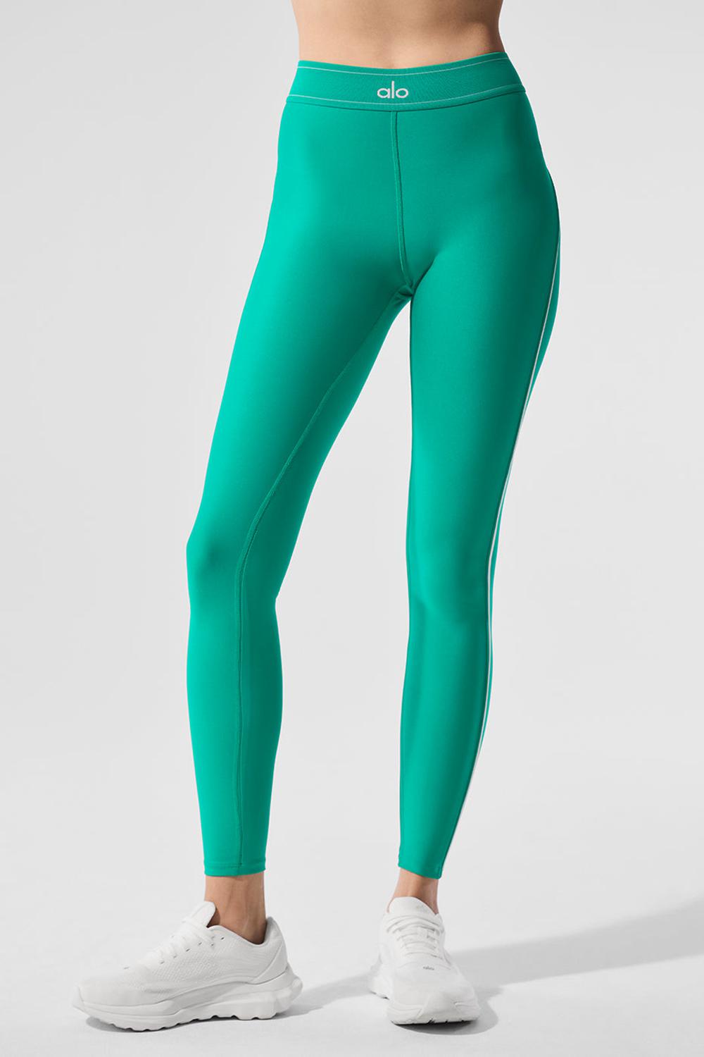 Leggins Alo Yoga Airlift High-Waist Suit Up Mujer Verdes Blancos | Mexico  VNZ-721935