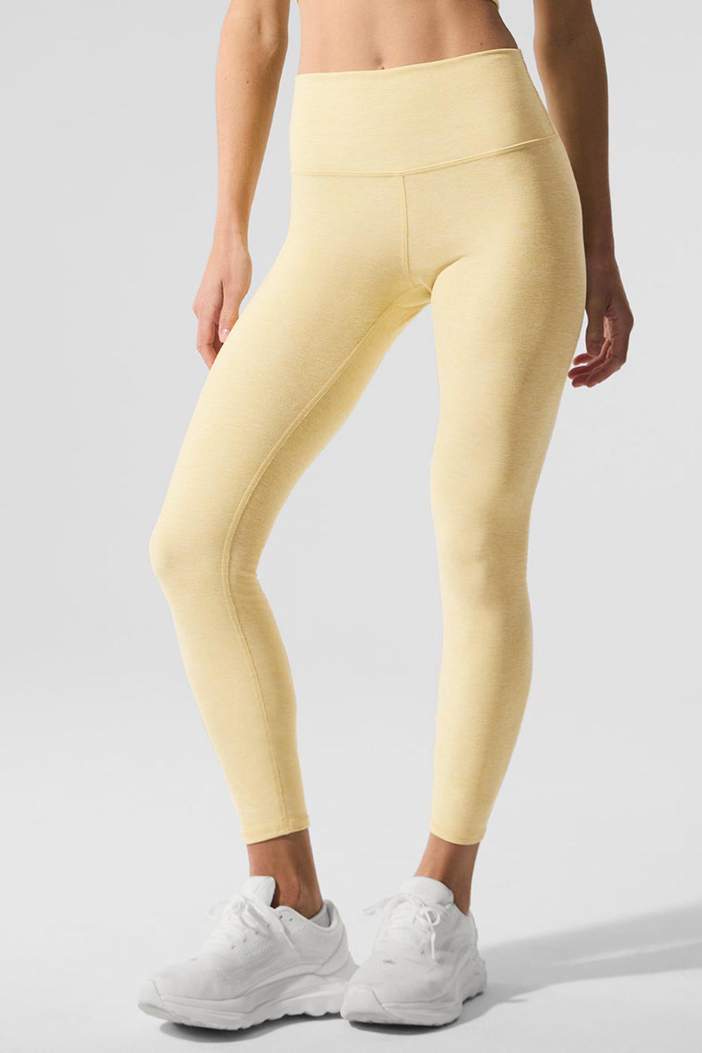 Leggins Alo Yoga Alosoft High-Waist 7/8 Highlight Mujer Warm Butter Heather | Mexico  EHQ-689752