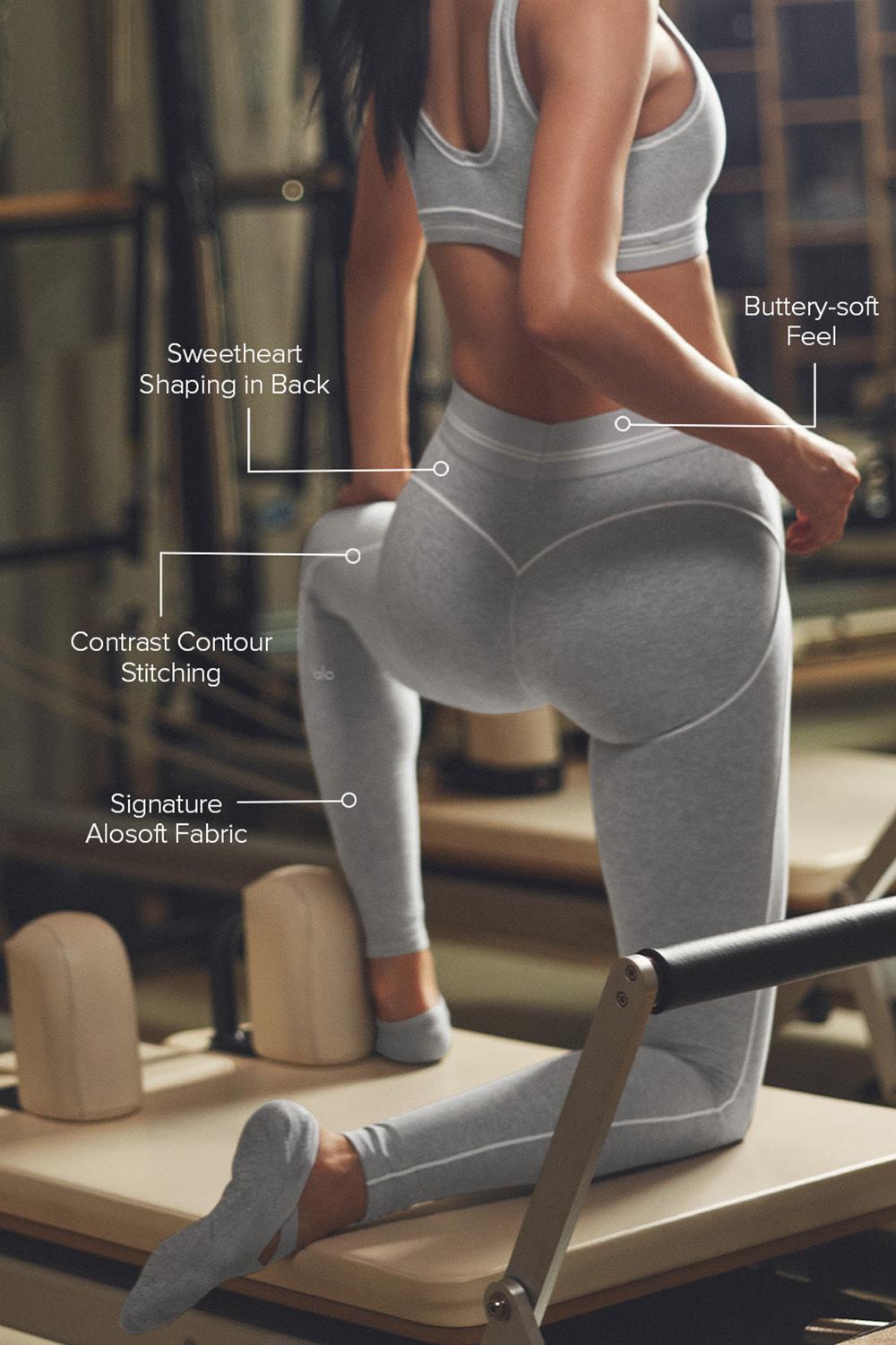 Leggins Alo Yoga Alosoft High-Waist Heart Throb Mujer Grises Blancos | Mexico  MIW-746081