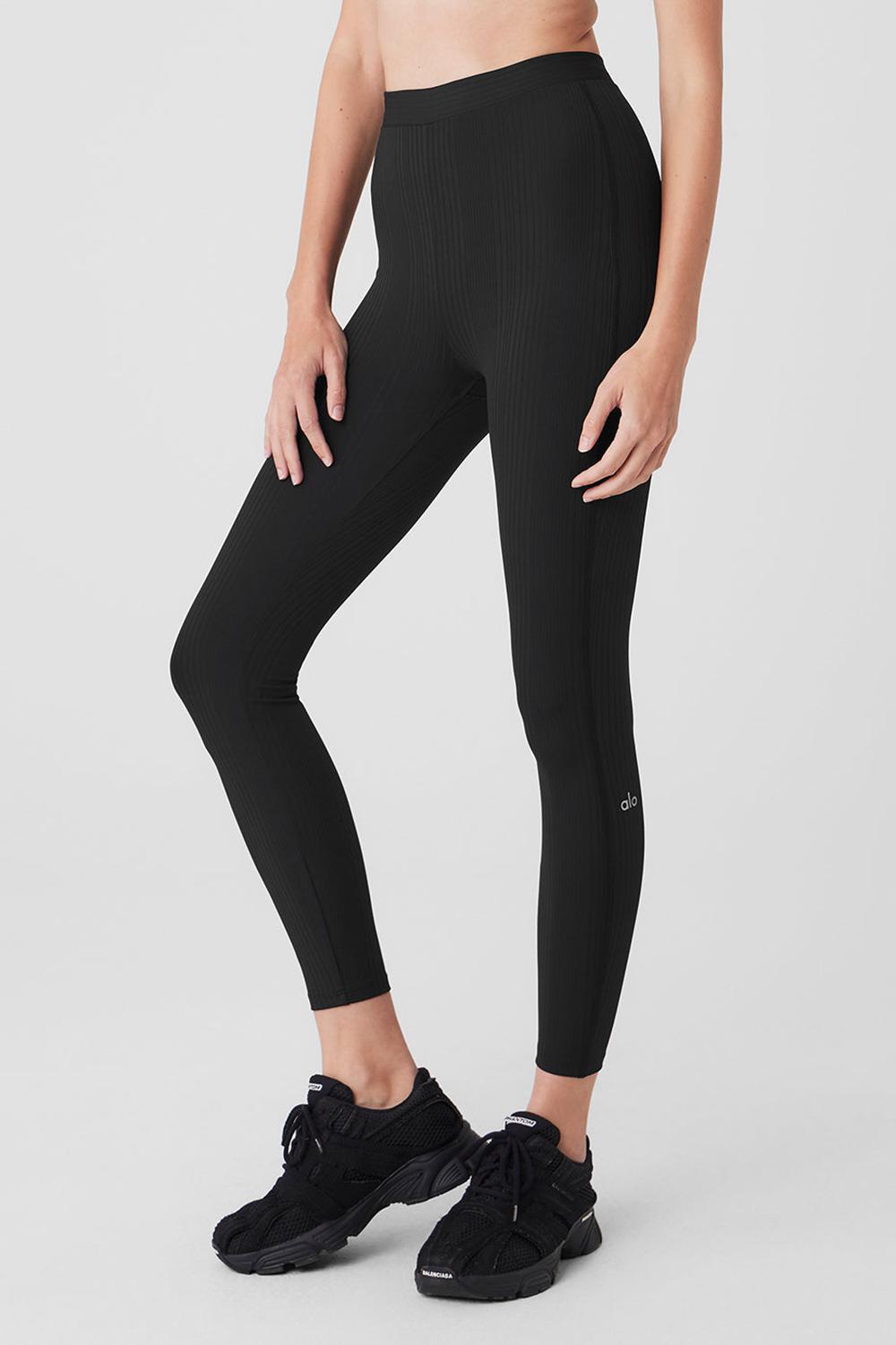 Leggins Alo Yoga High-Waist 7/8 Run It Back Mujer Negros | Mexico  FCA-648321