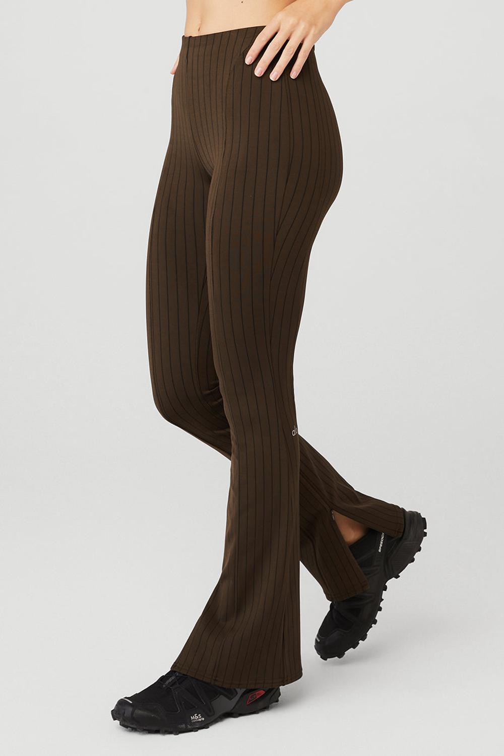 Leggins Alo Yoga High-Waist Pinstripe Zip It Flare Mujer Negros | Mexico  ZQF-569701