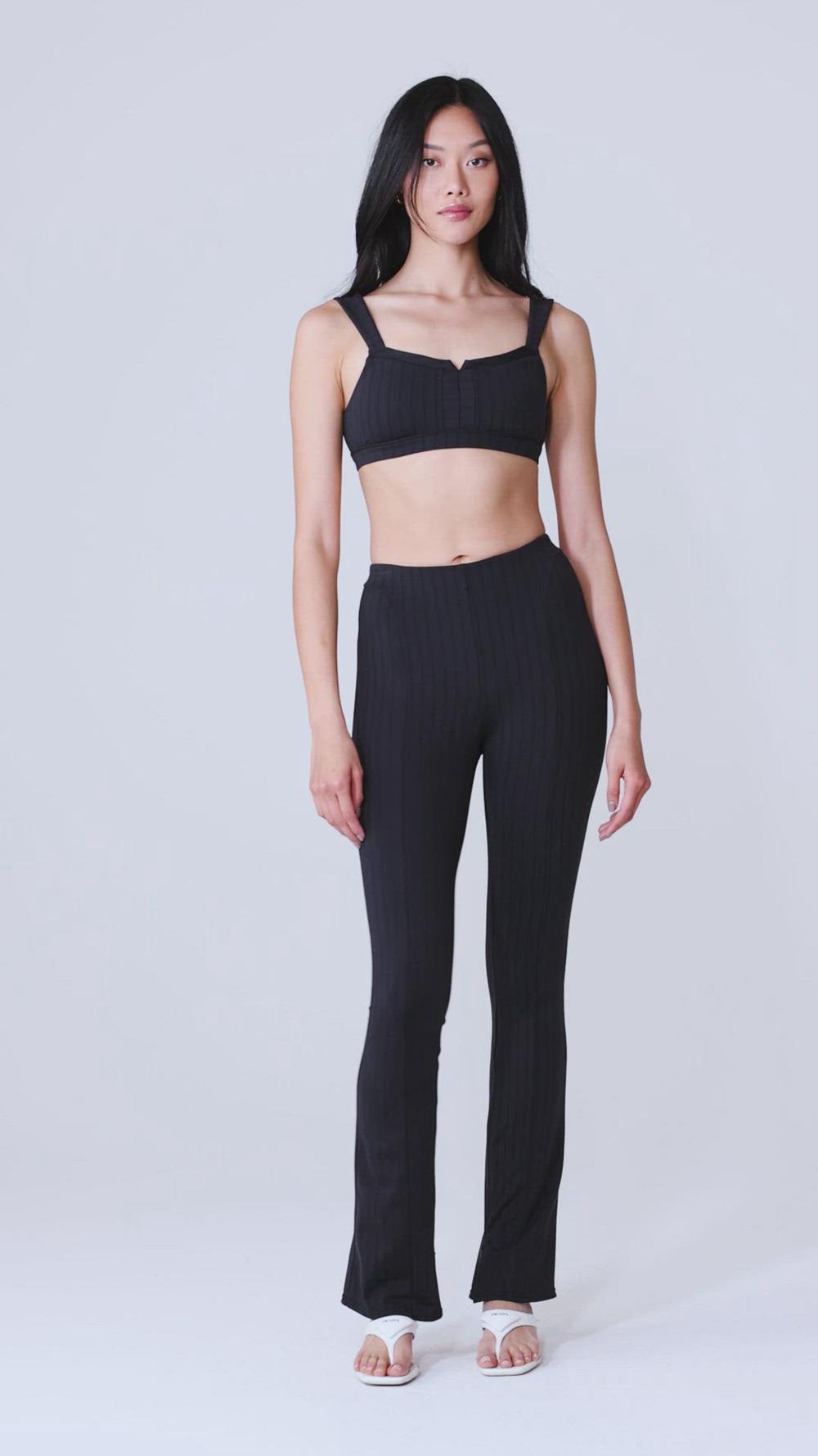 Leggins Alo Yoga High-Waist Pinstripe Zip It Flare Mujer Negros | Mexico  ZQF-569701
