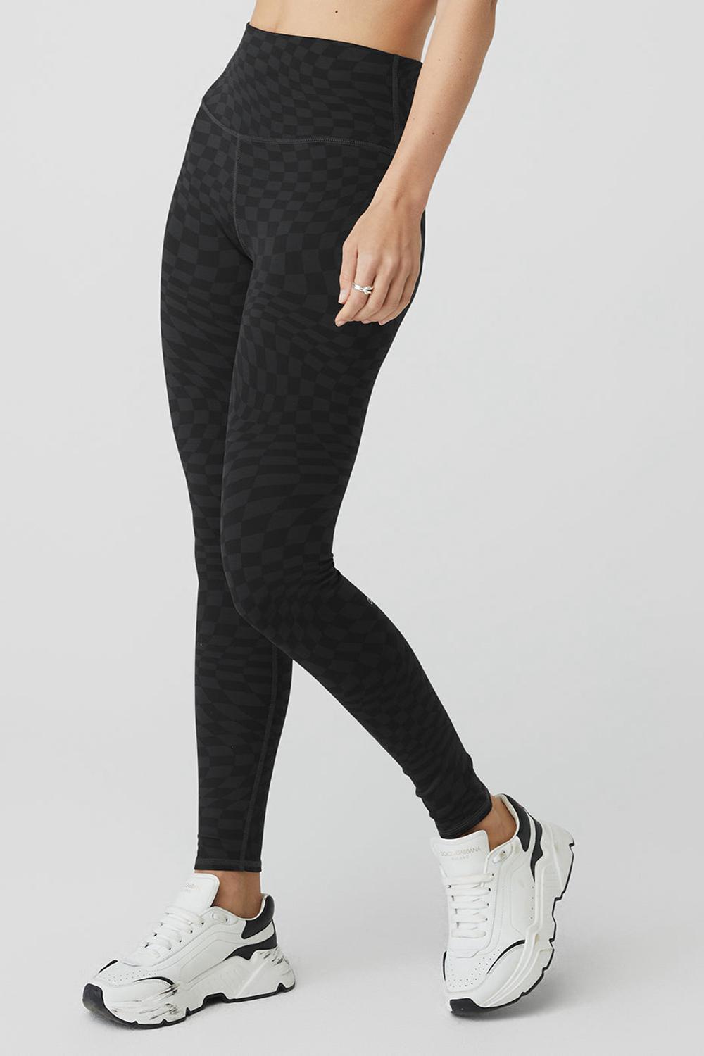 Leggins Alo Yoga Jacquard High-Waist Checkered Mujer Negros | Mexico  NVE-395624