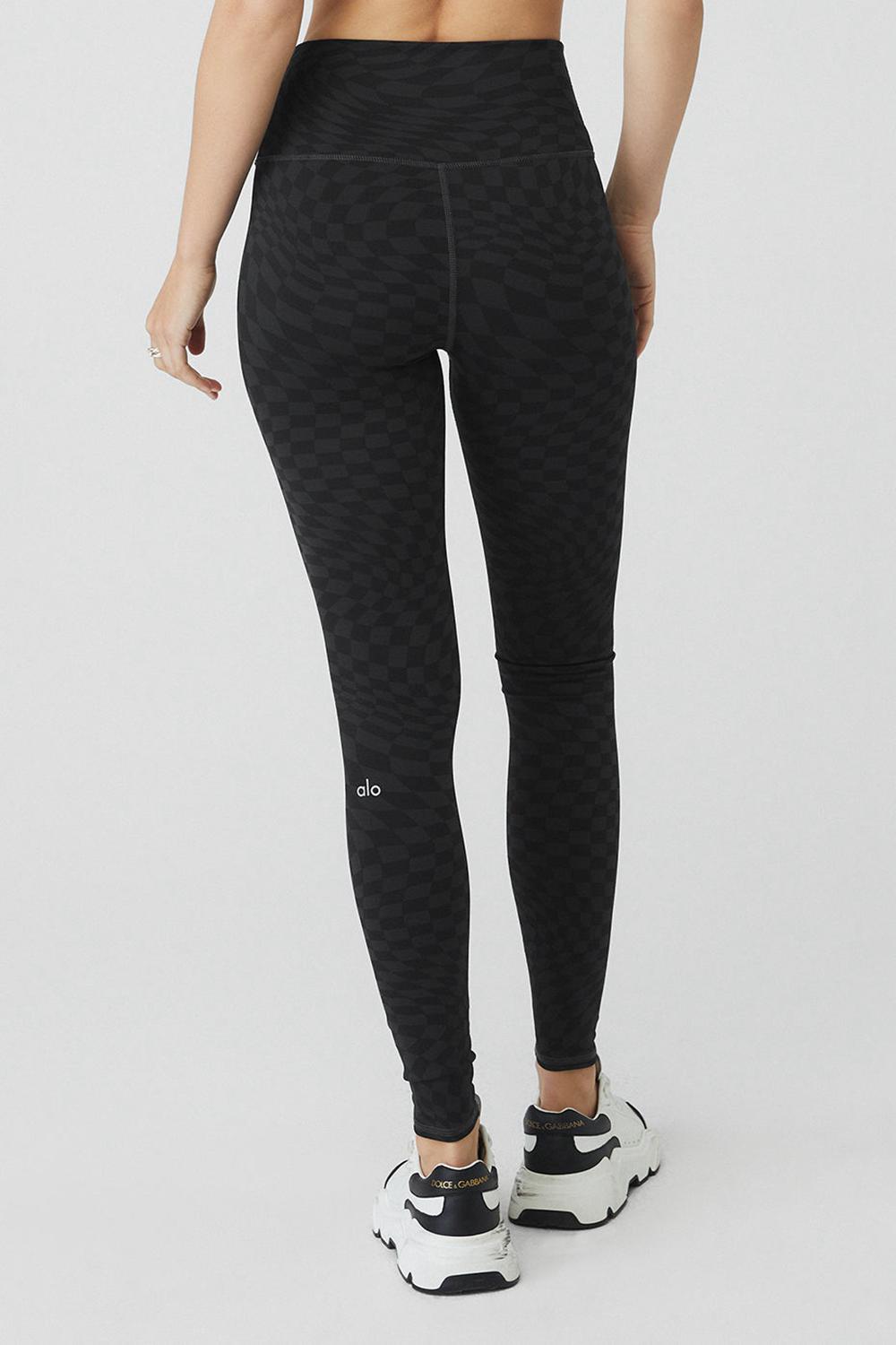 Leggins Alo Yoga Jacquard High-Waist Checkered Mujer Negros | Mexico  NVE-395624