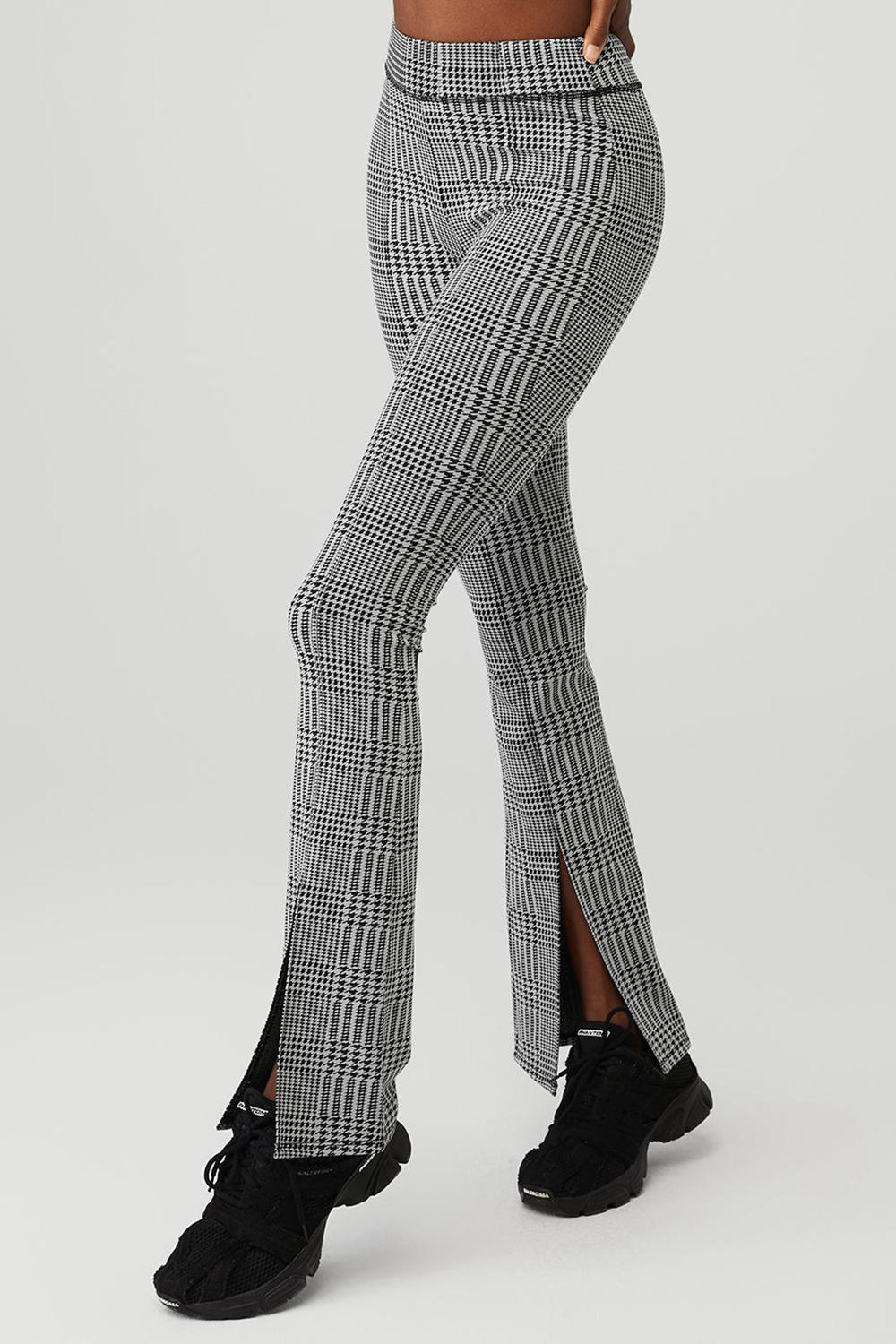 Leggins Alo Yoga Jacquard High-Waist Glenplaid Flutter Mujer Titanium Negros | Mexico  AZE-426750