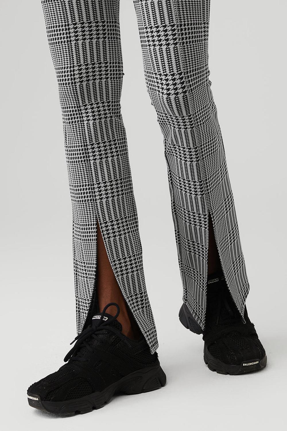 Leggins Alo Yoga Jacquard High-Waist Glenplaid Flutter Mujer Titanium Negros | Mexico  AZE-426750