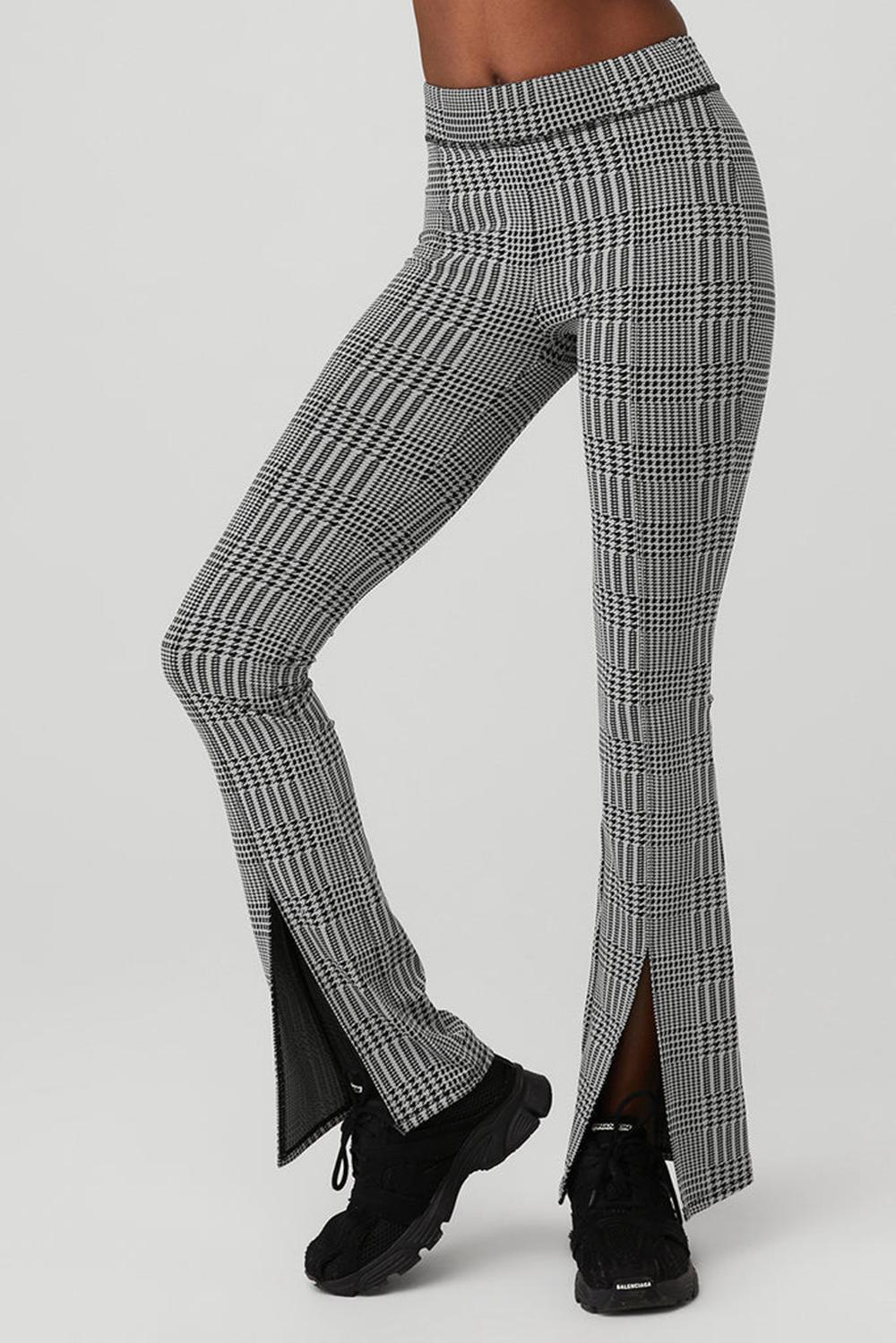 Leggins Alo Yoga Jacquard High-Waist Glenplaid Flutter Mujer Titanium Negros | Mexico  AZE-426750