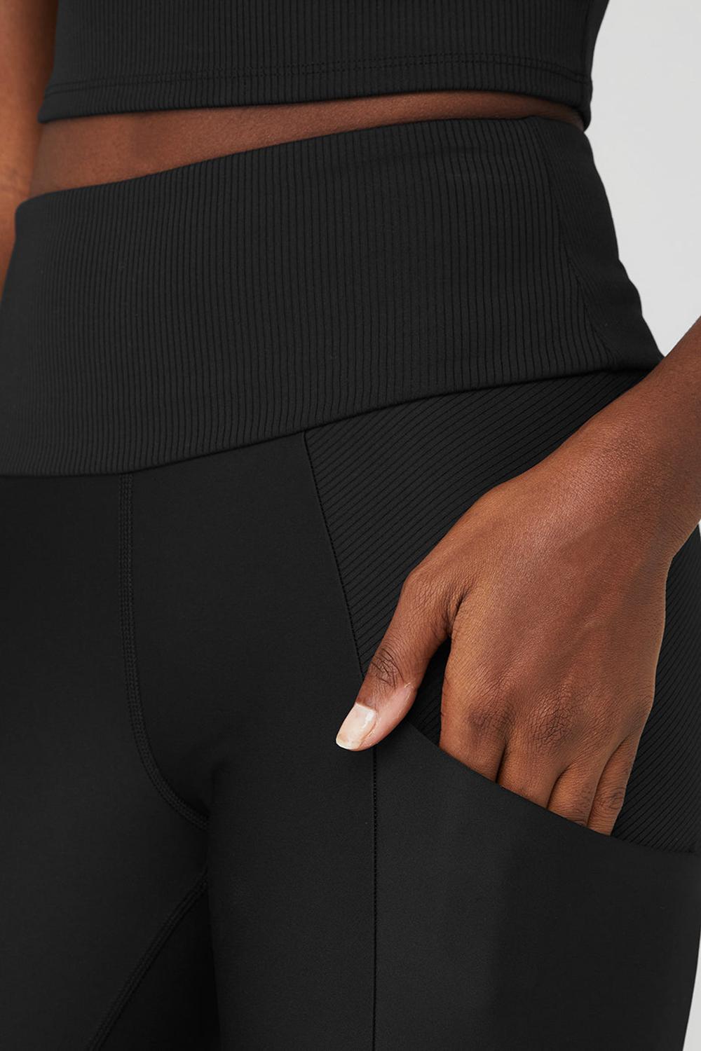 Leggins Alo Yoga Ribbed Airlift High-Waist 7/8 Enchanted Mujer Negros | Mexico  HGR-512749
