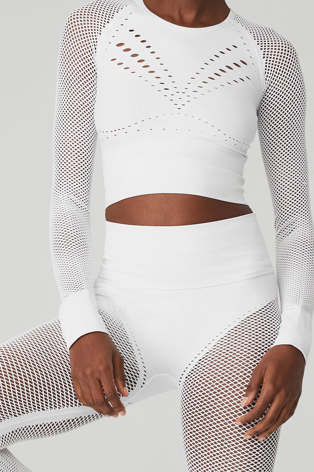 Leggins Alo Yoga Seamless High-Waist 7/8 Limitless Open Air Mujer Blancos | Mexico  DAU-837512