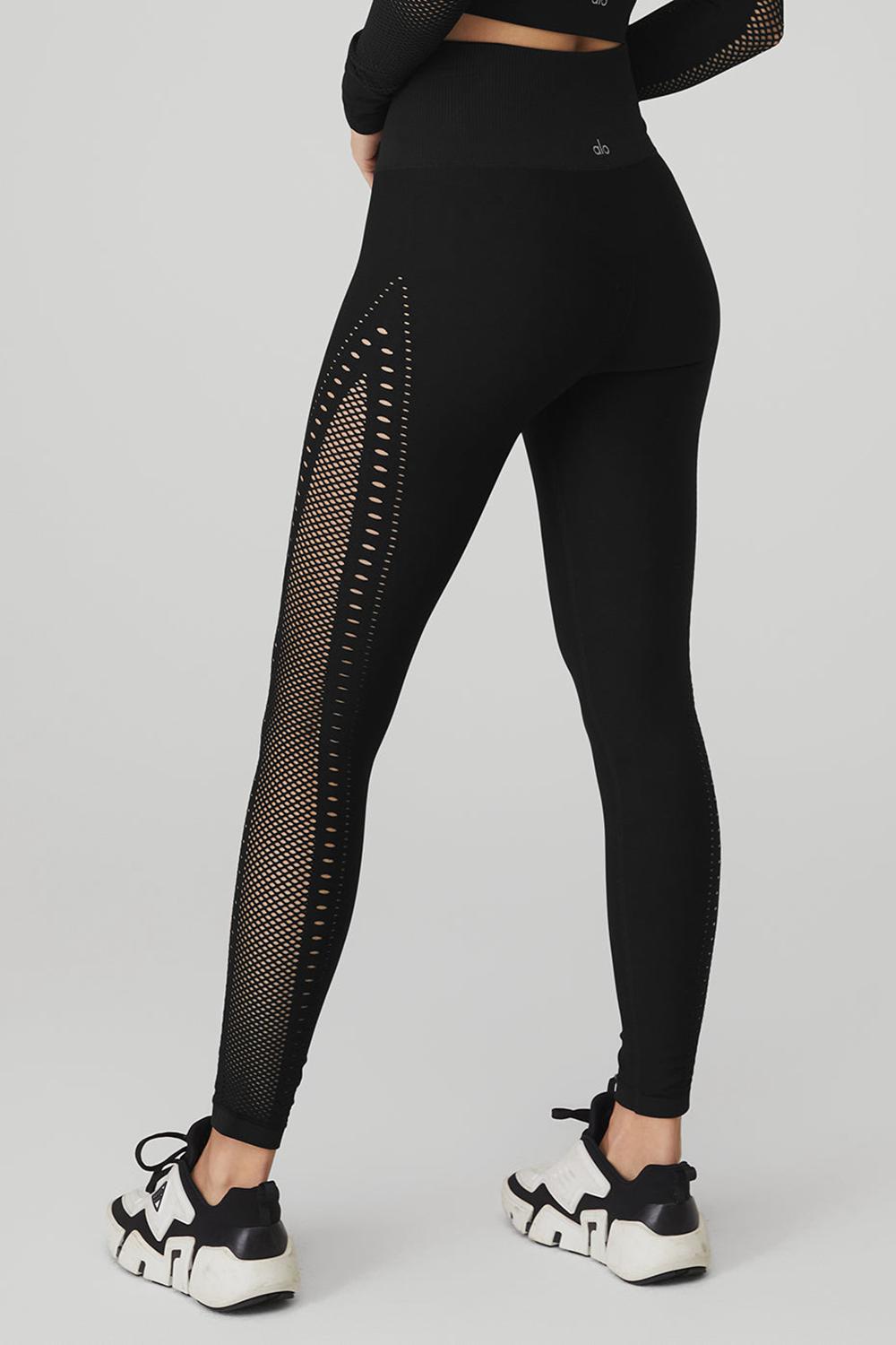 Leggins Alo Yoga Seamless High-Waist 7/8 Open Air Mujer Negros | Mexico  JSE-679304