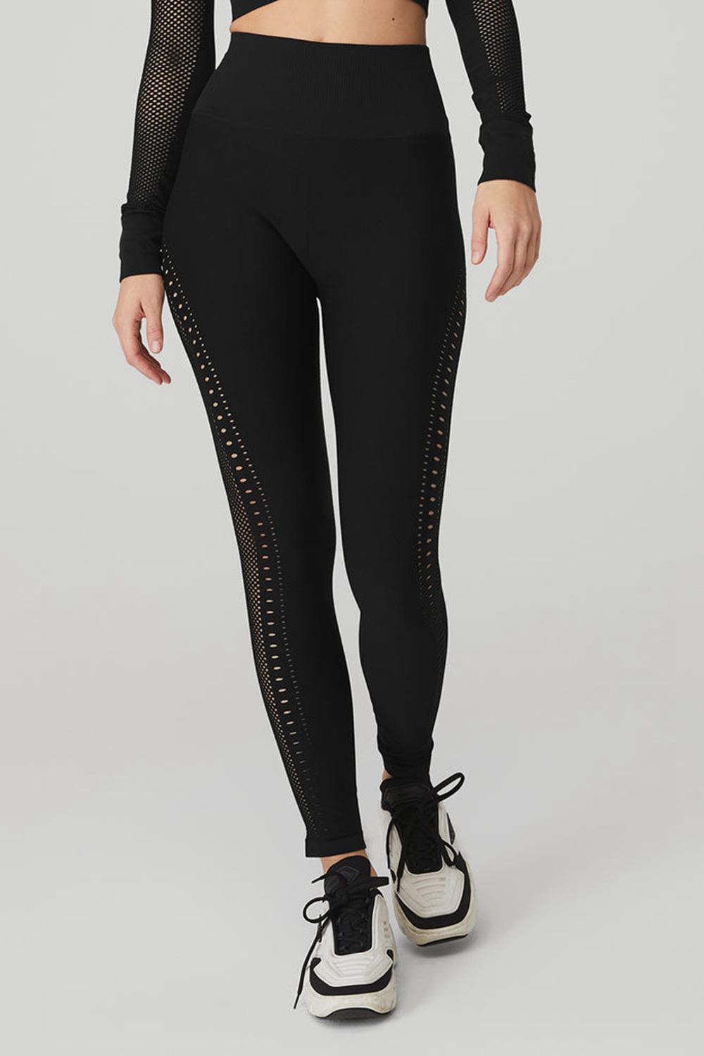 Leggins Alo Yoga Seamless High-Waist 7/8 Open Air Mujer Negros | Mexico  JSE-679304