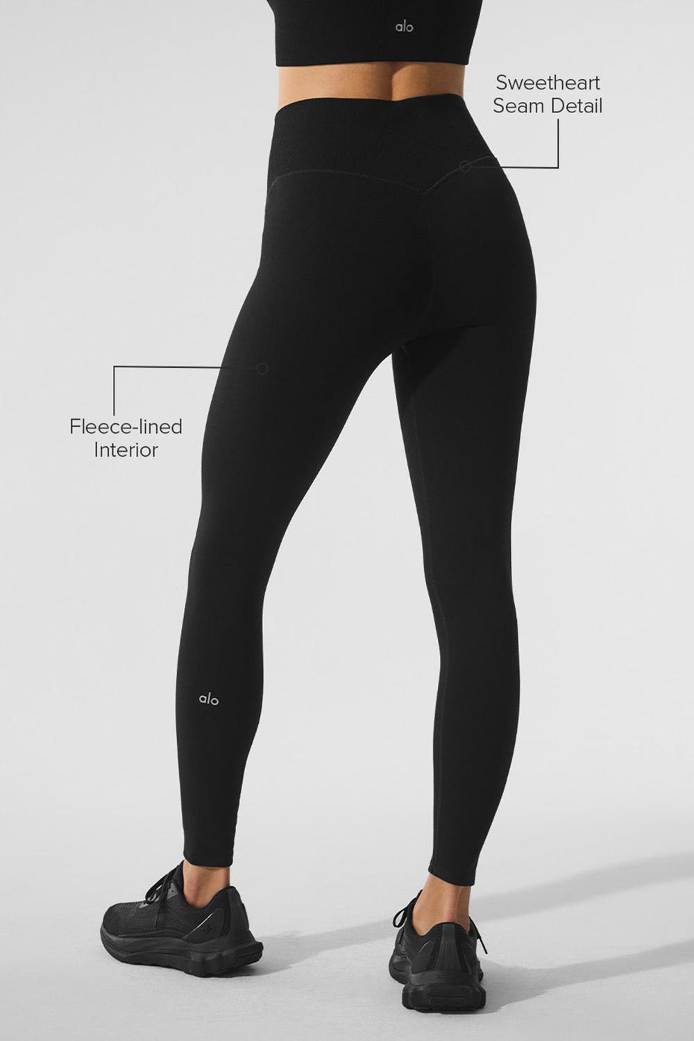 Leggins Alo Yoga Seamless Winter Warm Plush High-Waist 7/8 Mujer Negros | Mexico  HQJ-652397