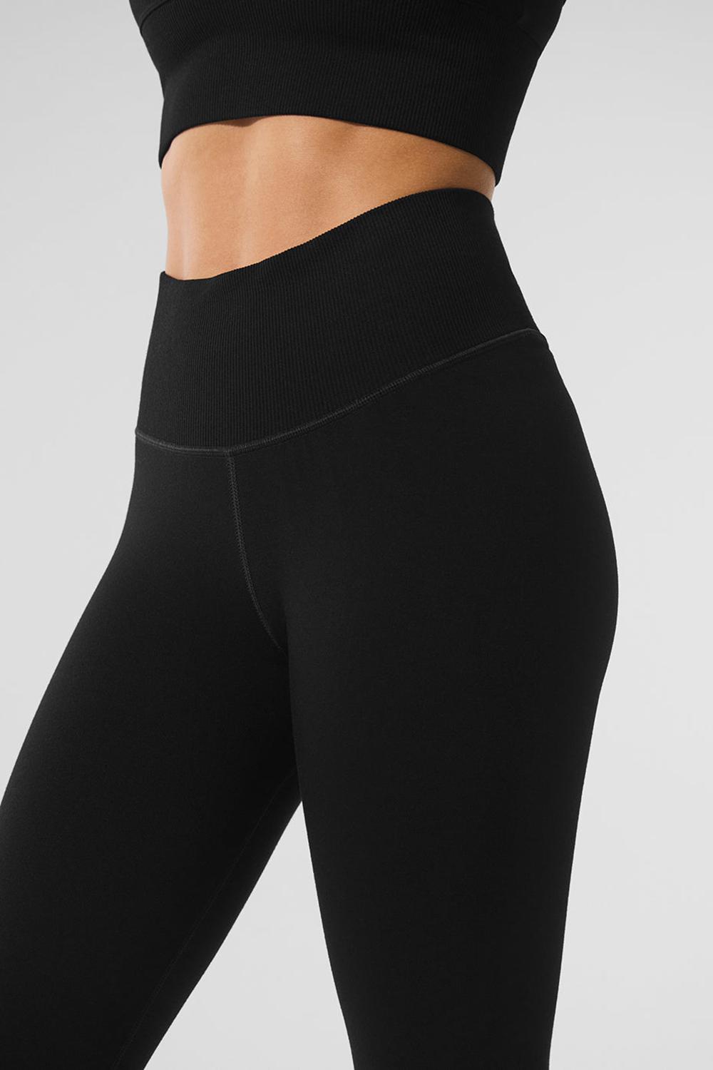 Leggins Alo Yoga Seamless Winter Warm Plush High-Waist 7/8 Mujer Negros | Mexico  HQJ-652397