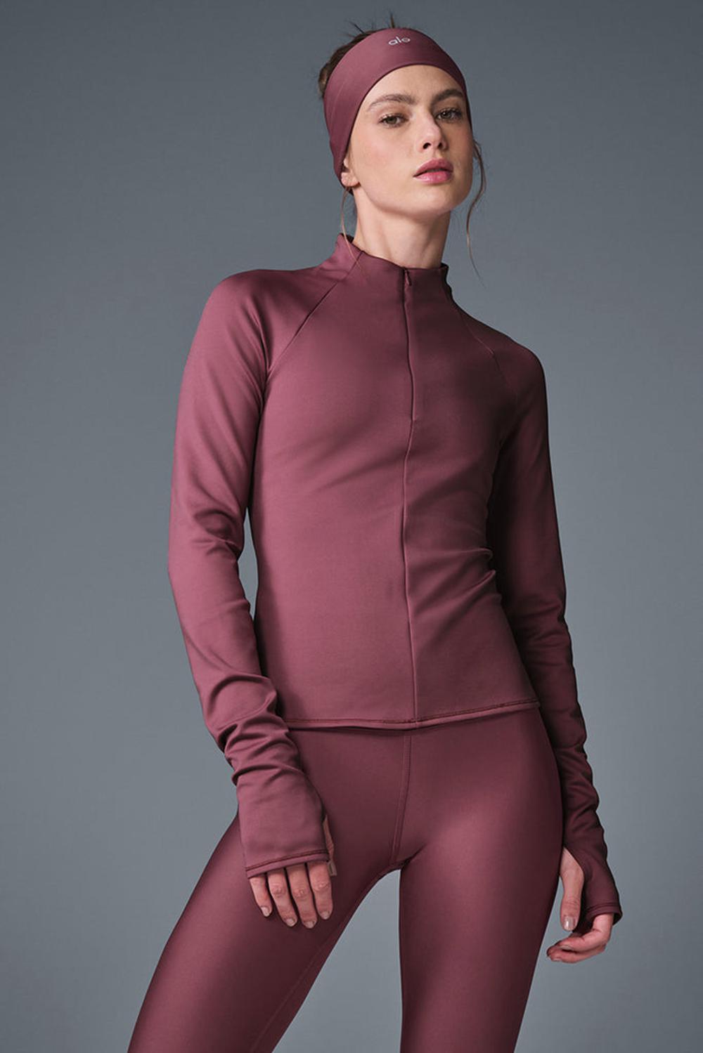 Manga Larga Alo Yoga Airlift Winter Warm 1/4 Zip Mujer Vino | Mexico  ABP-240356
