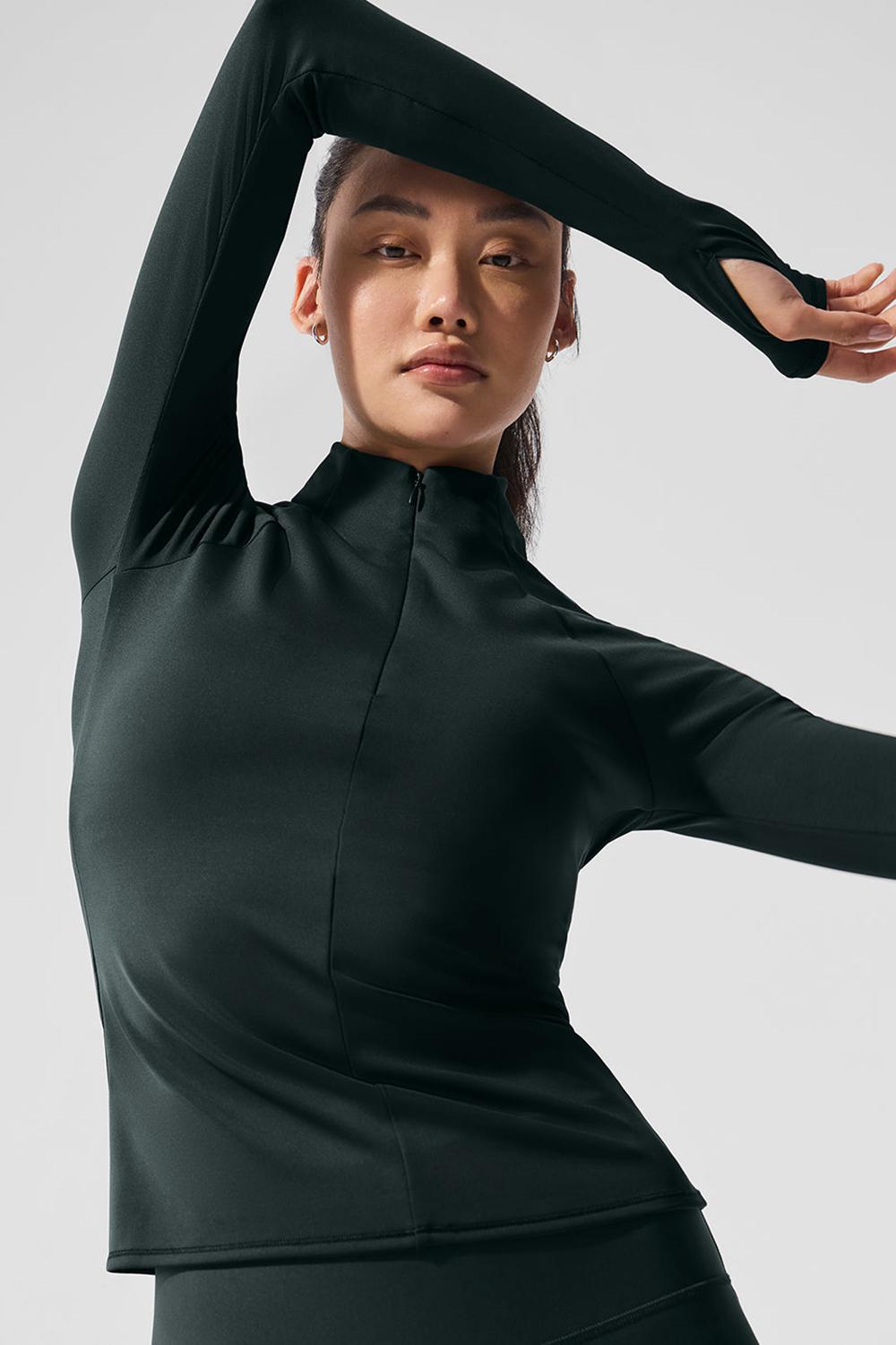 Manga Larga Alo Yoga Airlift Winter Warm 1/4 Zip Mujer Verdes | Mexico  ZLW-569238