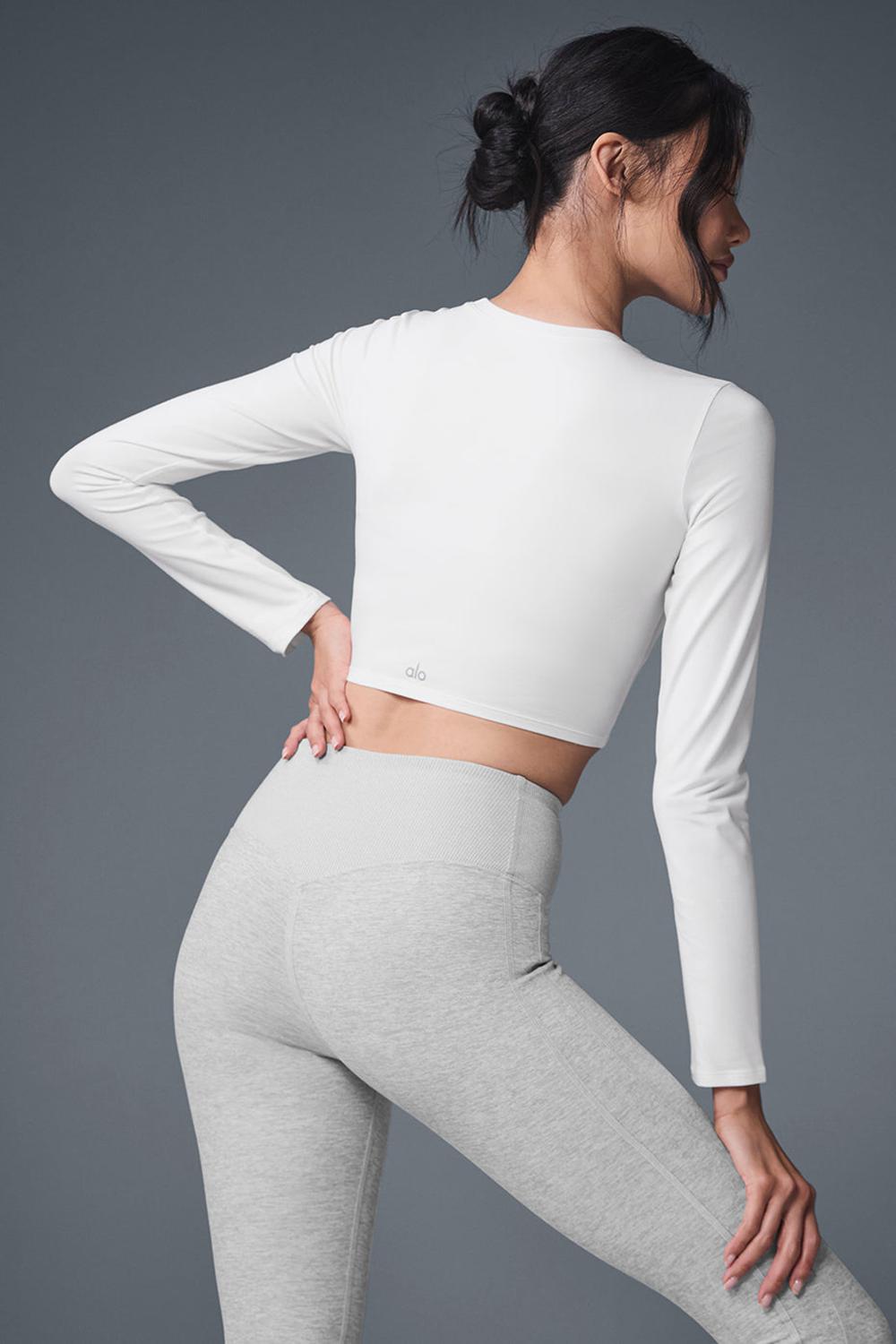 Manga Larga Alo Yoga Alosoft Crop Finesse Mujer Blancos | Mexico  PNT-045961