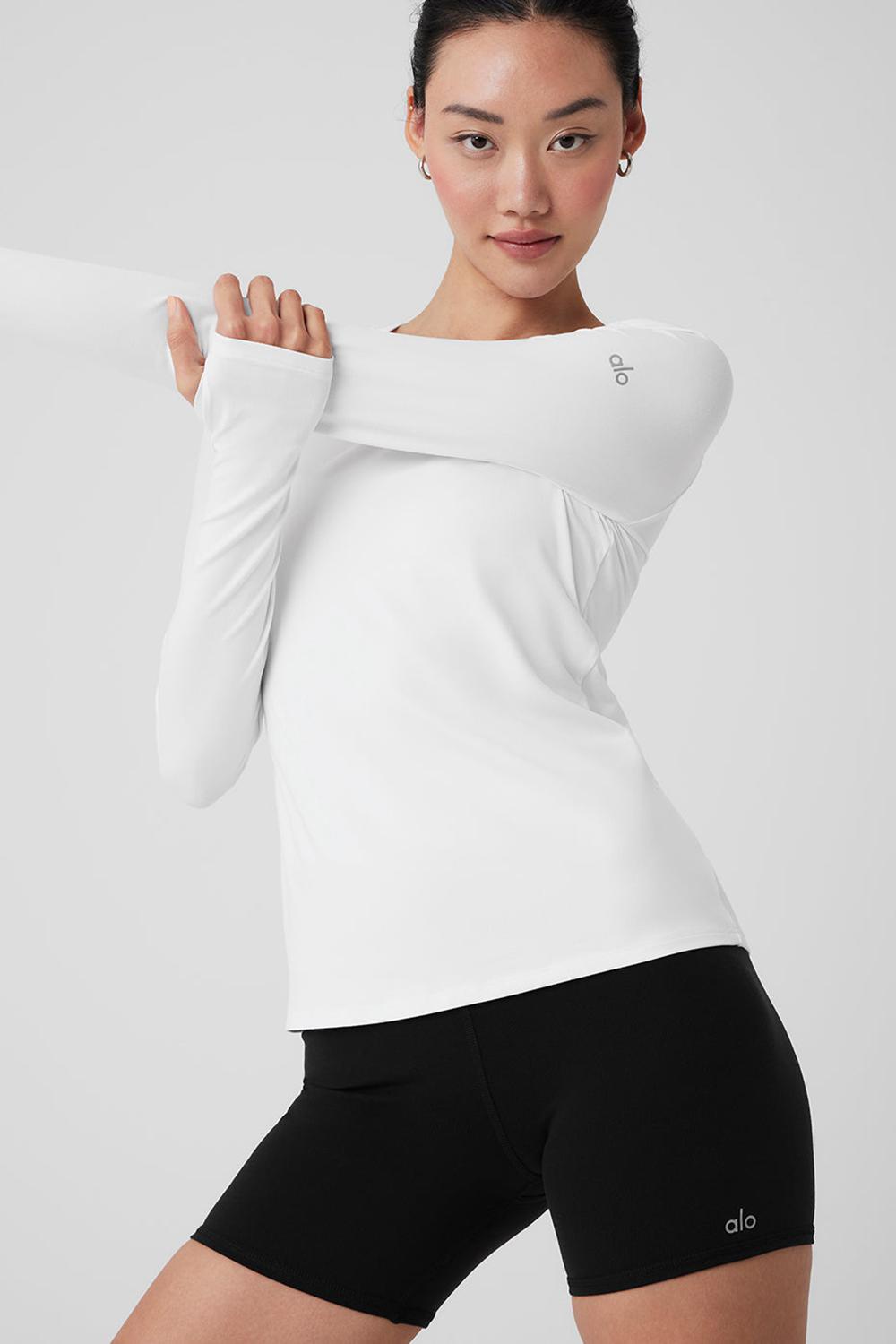 Manga Larga Alo Yoga Alosoft Finesse Mujer Blancos | Mexico  FLE-381065