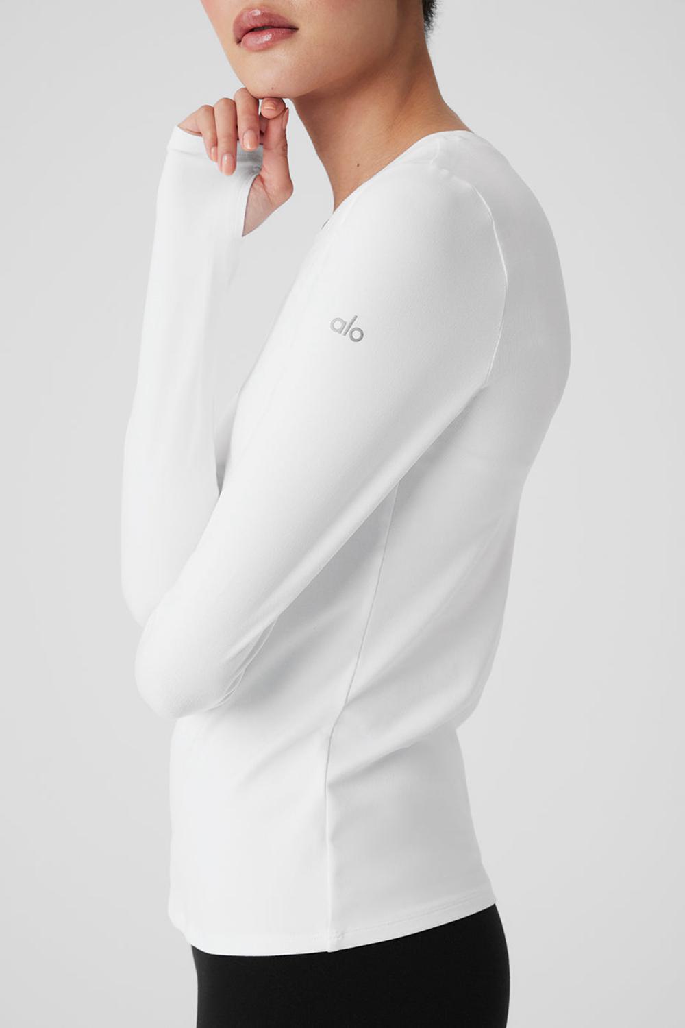 Manga Larga Alo Yoga Alosoft Finesse Mujer Blancos | Mexico  FLE-381065