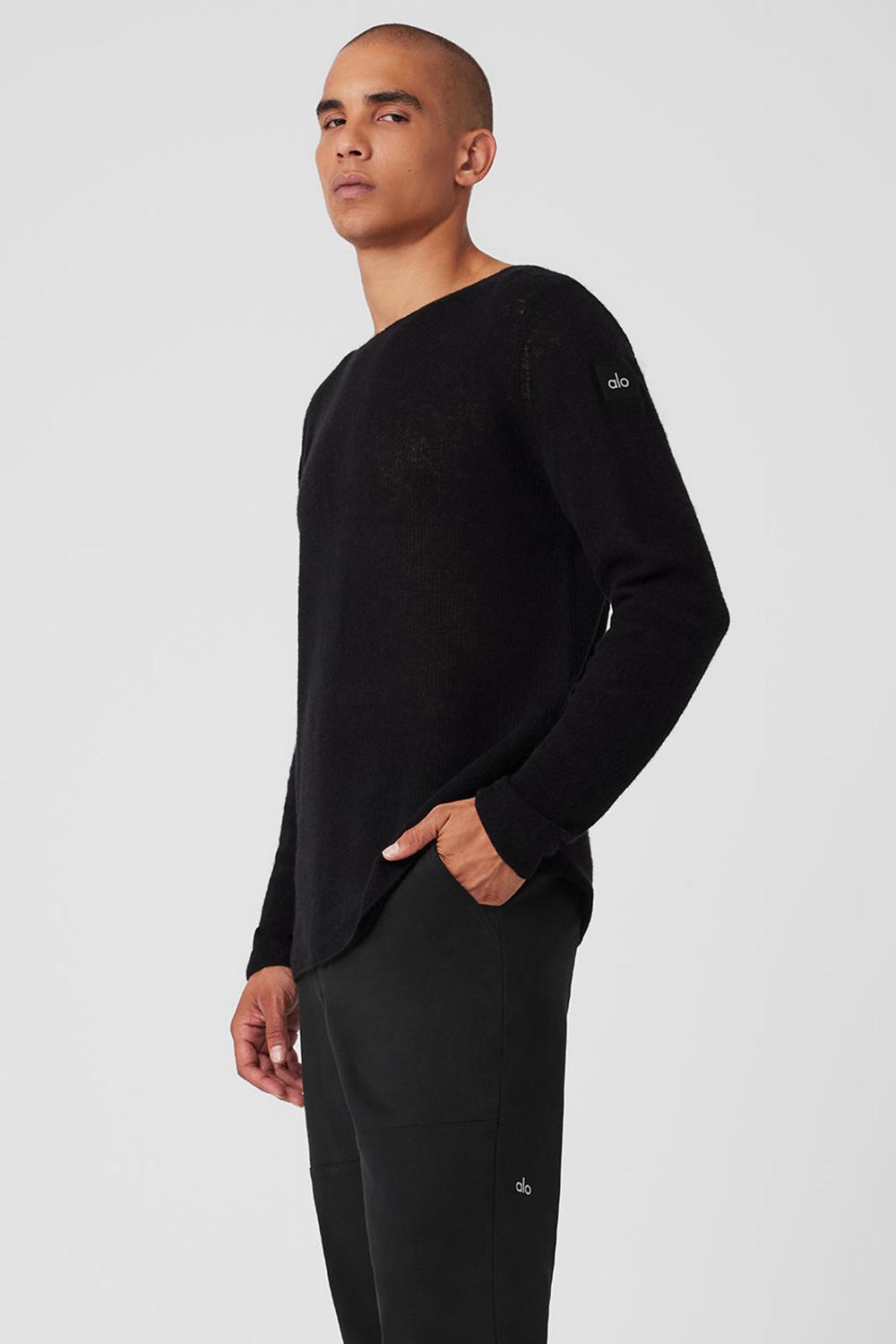 Manga Larga Alo Yoga Cashmere Reform Hombre Negros | Mexico  PHK-149326