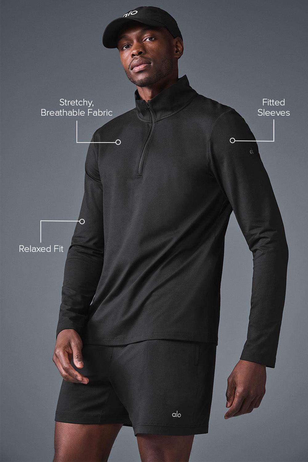 Manga Larga Alo Yoga Conquer 1/4 Zip Reform Hombre Negros | Mexico  EMF-098247
