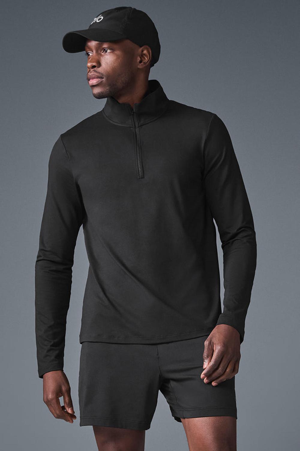 Manga Larga Alo Yoga Conquer 1/4 Zip Reform Hombre Negros | Mexico  EMF-098247