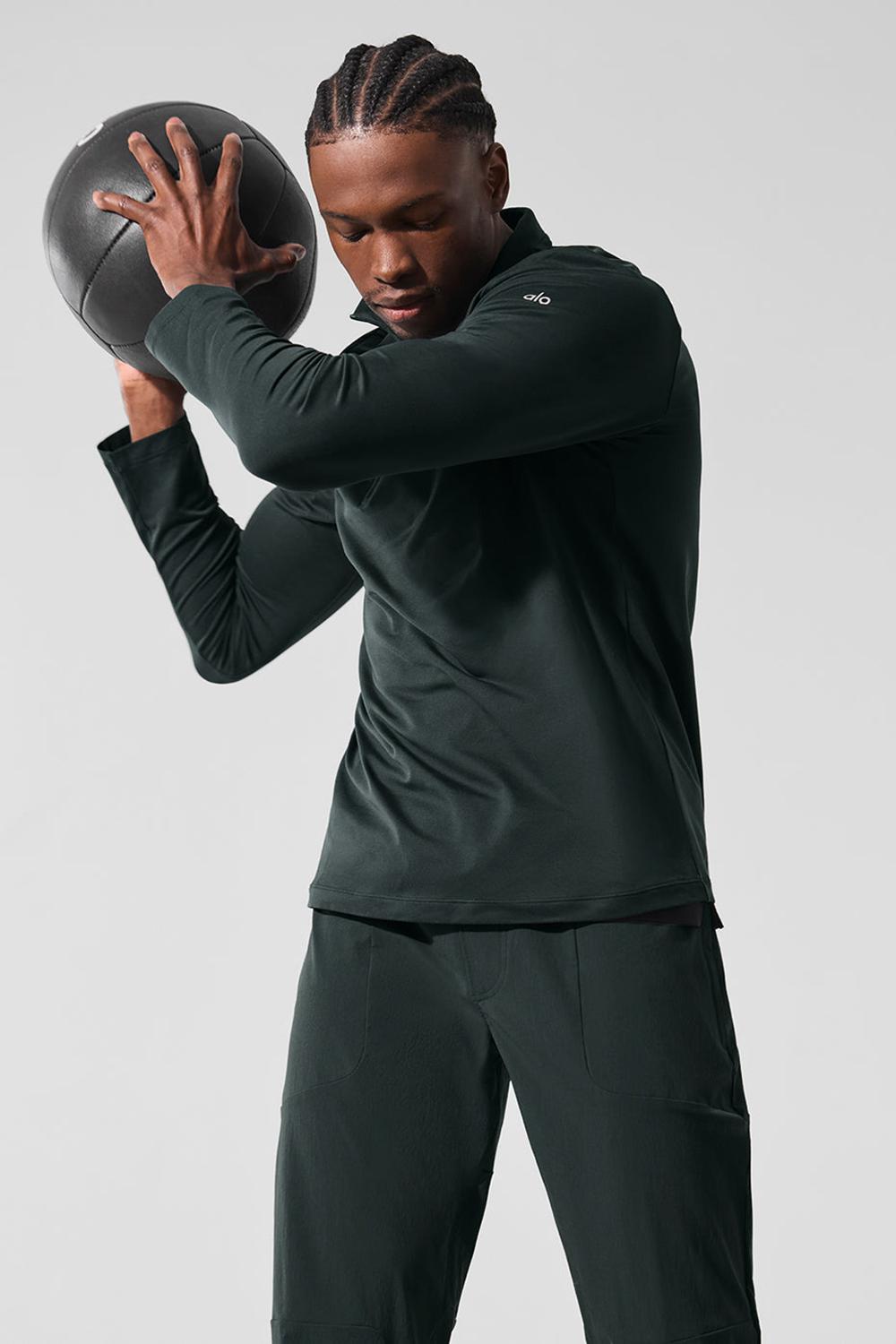 Manga Larga Alo Yoga Conquer 1/4 Zip Reform Hombre Verdes | Mexico  OLS-863759