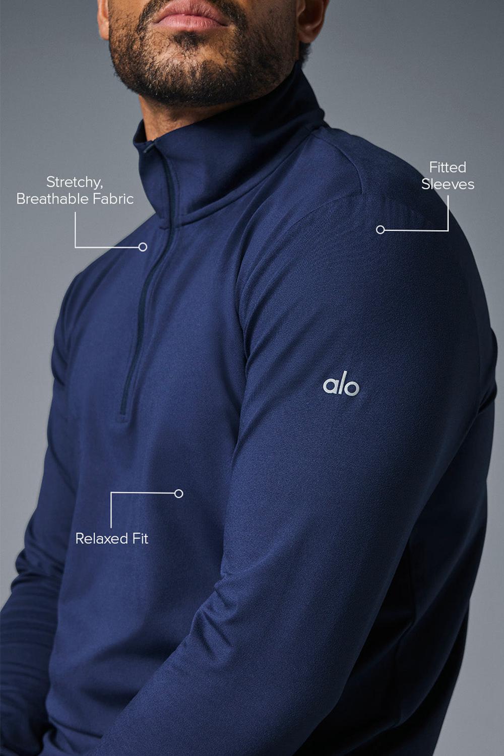 Manga Larga Alo Yoga Conquer 1/4 Zip Reform Hombre Azul Marino | Mexico  FTG-542371