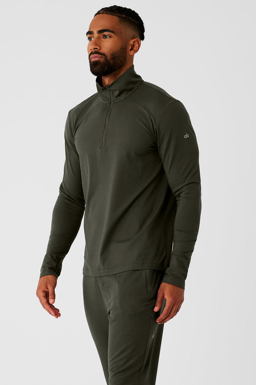 Manga Larga Alo Yoga Conquer 1/4 Zip Reform Hombre Verdes | Mexico  PAL-248175