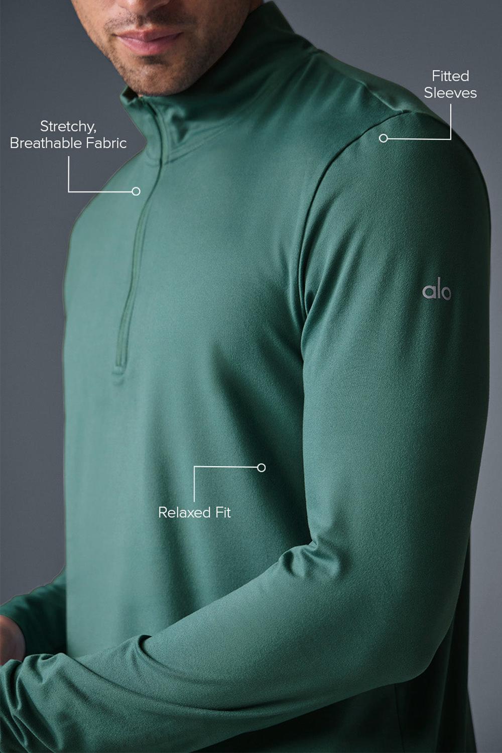 Manga Larga Alo Yoga Conquer 1/4 Zip Reform Hombre Winter Ivy | Mexico  BAM-314798
