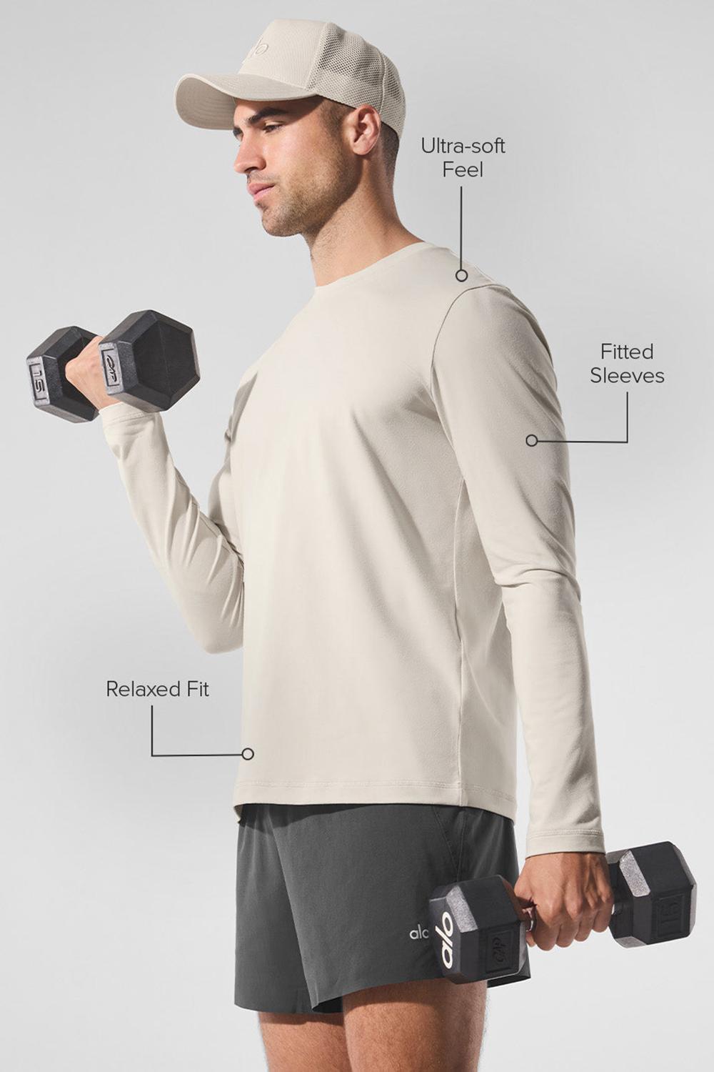 Manga Larga Alo Yoga Conquer Reform Crewneck Hombre Bone | Mexico  NWG-152093
