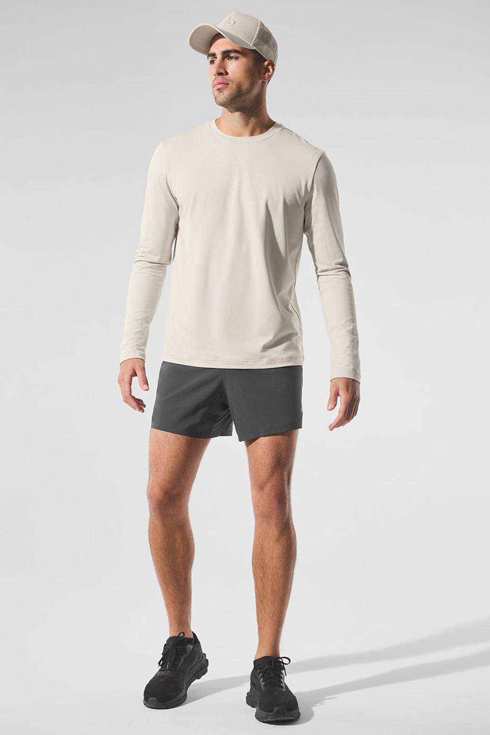 Manga Larga Alo Yoga Conquer Reform Crewneck Hombre Bone | Mexico  NWG-152093