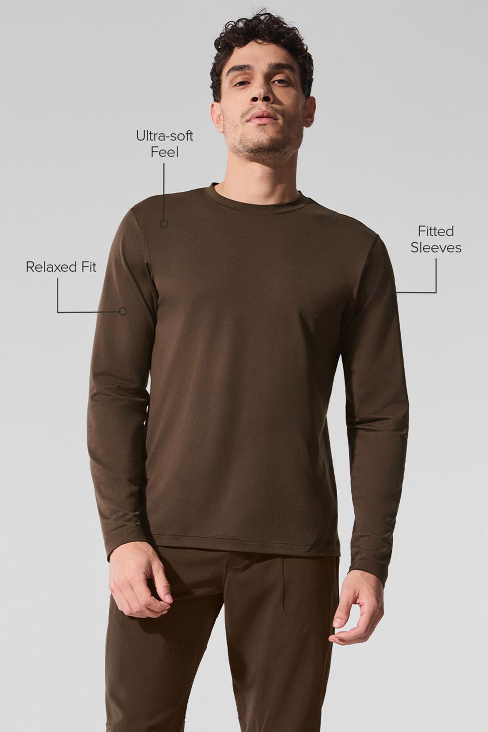 Manga Larga Alo Yoga Conquer Reform Crewneck Hombre Espresso | Mexico  PDJ-253680