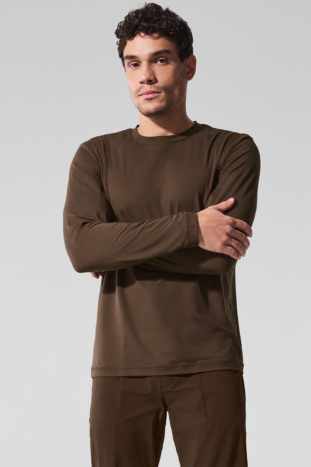 Manga Larga Alo Yoga Conquer Reform Crewneck Hombre Espresso | Mexico  PDJ-253680
