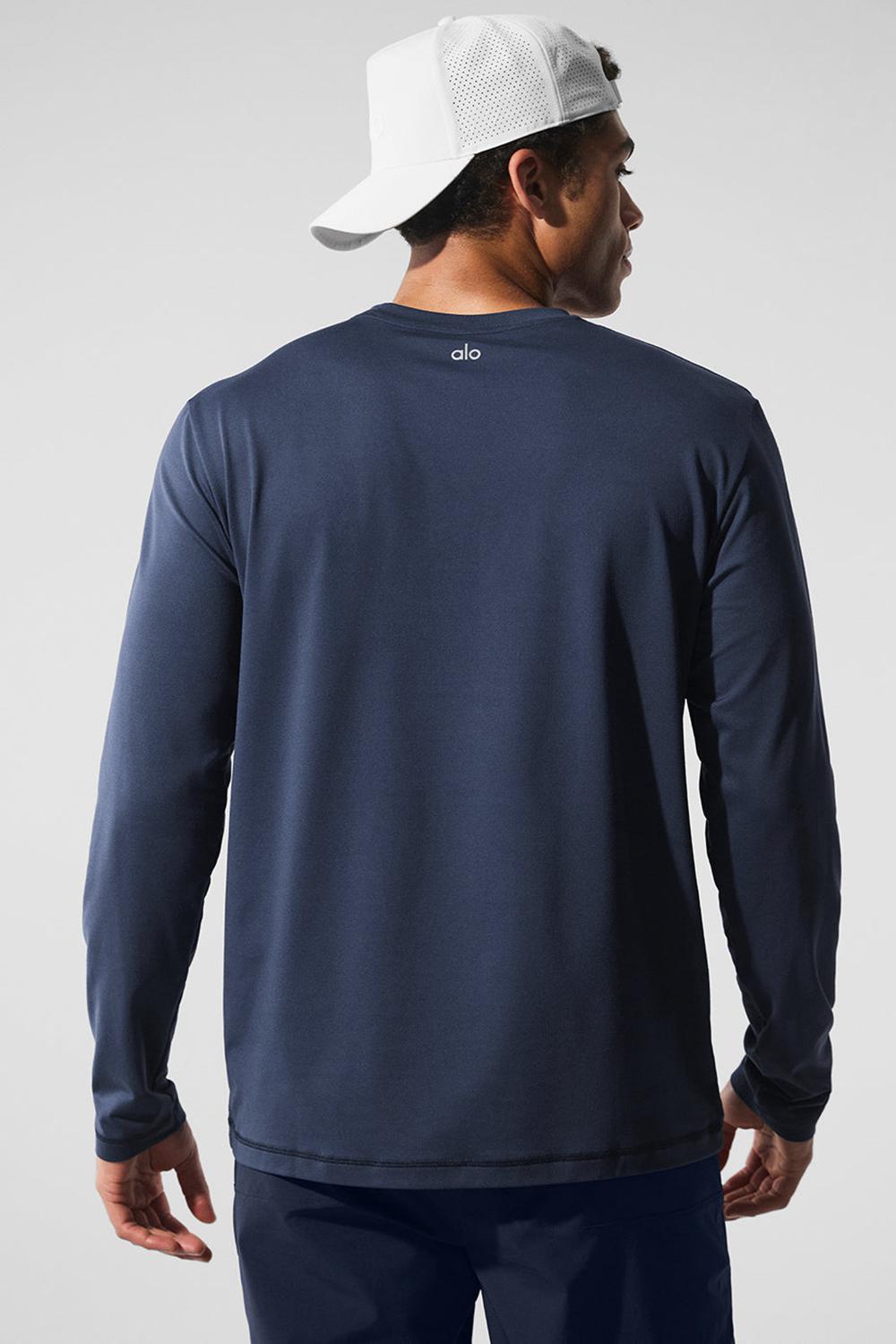 Manga Larga Alo Yoga Conquer Reform Crewneck Hombre Azul Marino | Mexico  DEW-708621