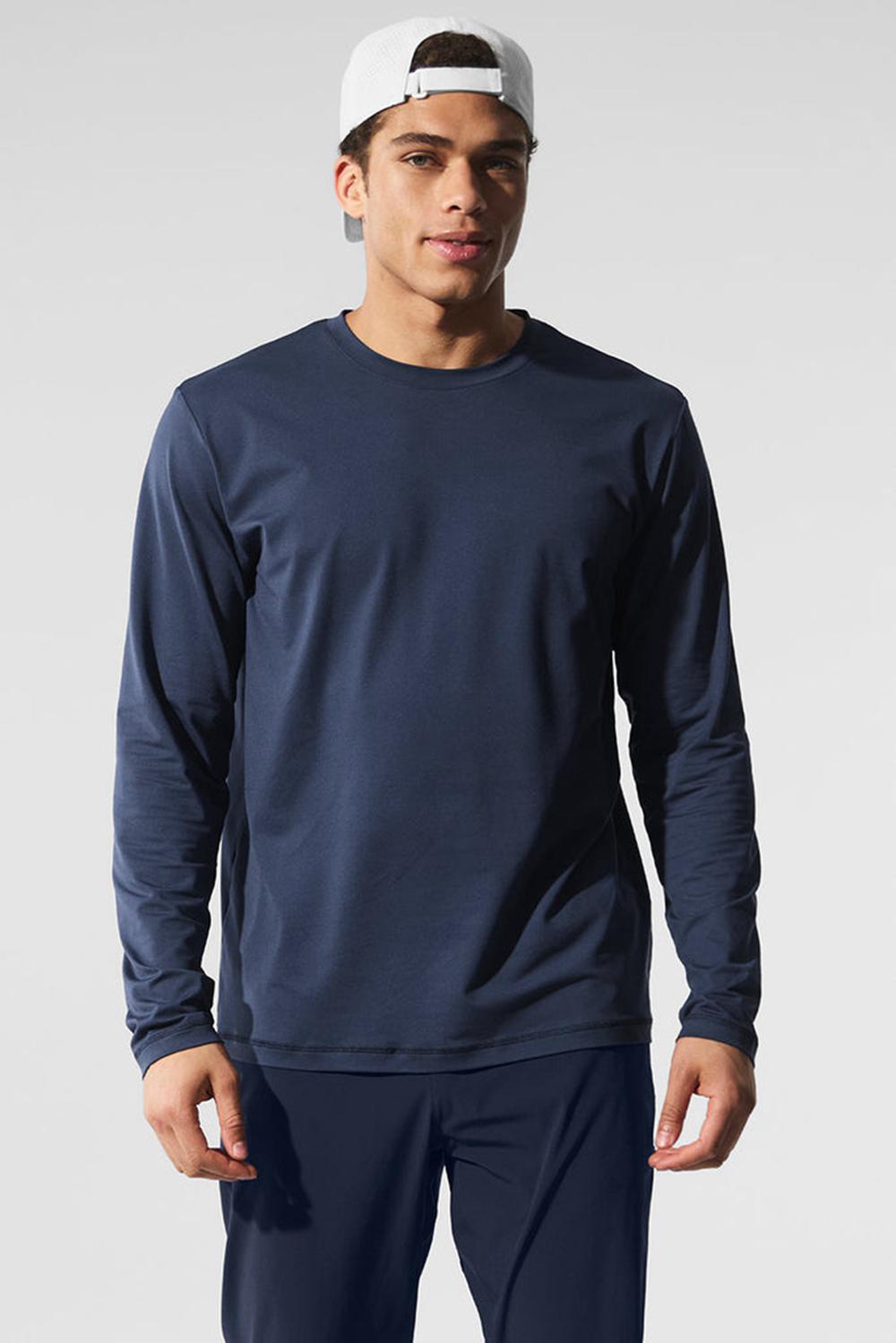 Manga Larga Alo Yoga Conquer Reform Crewneck Hombre Azul Marino | Mexico  DEW-708621
