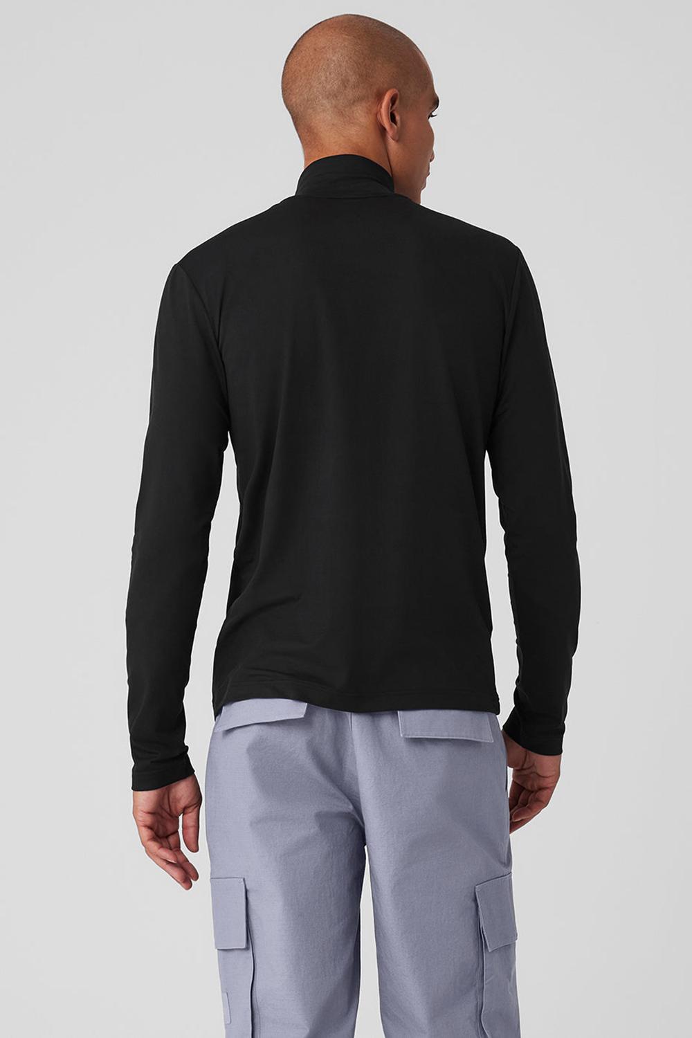 Manga Larga Alo Yoga Conquer Reform Mock Neck Hombre Negros | Mexico  VYC-742015