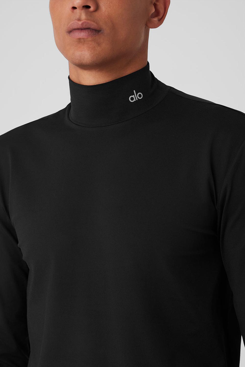 Manga Larga Alo Yoga Conquer Reform Mock Neck Hombre Negros | Mexico  VYC-742015