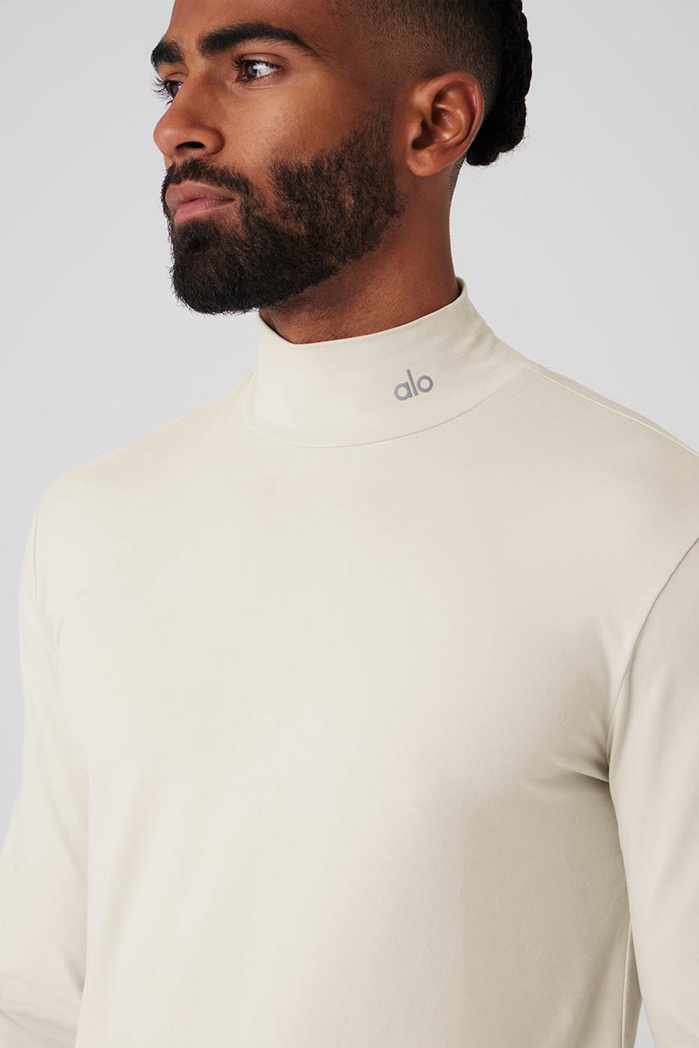 Manga Larga Alo Yoga Conquer Reform Mock Neck Hombre Bone | Mexico  YCB-815069