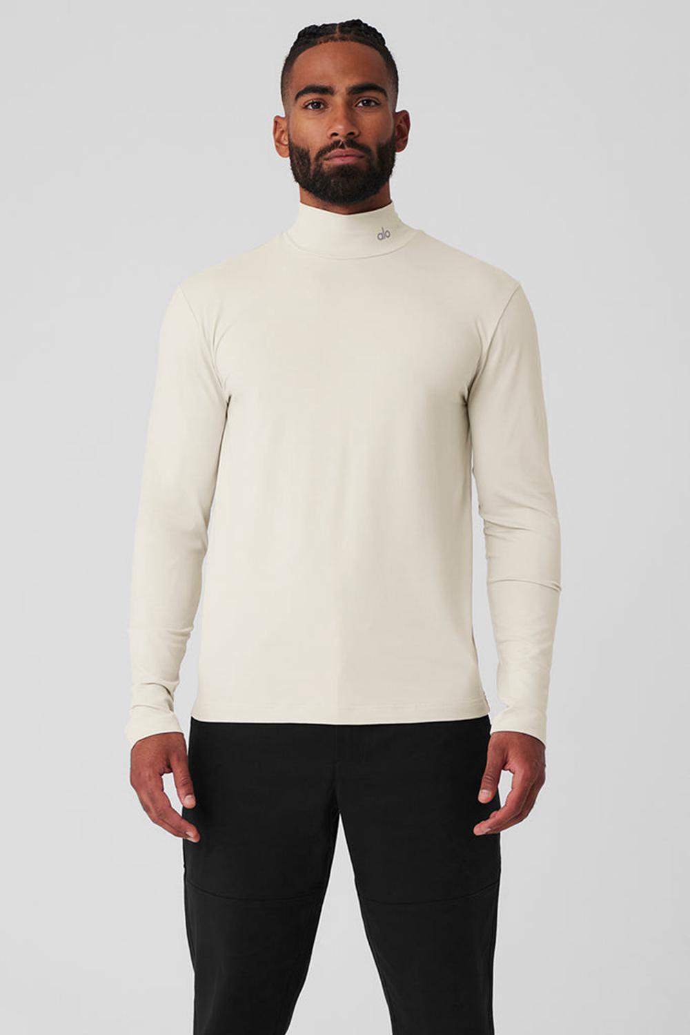 Manga Larga Alo Yoga Conquer Reform Mock Neck Hombre Bone | Mexico  YCB-815069