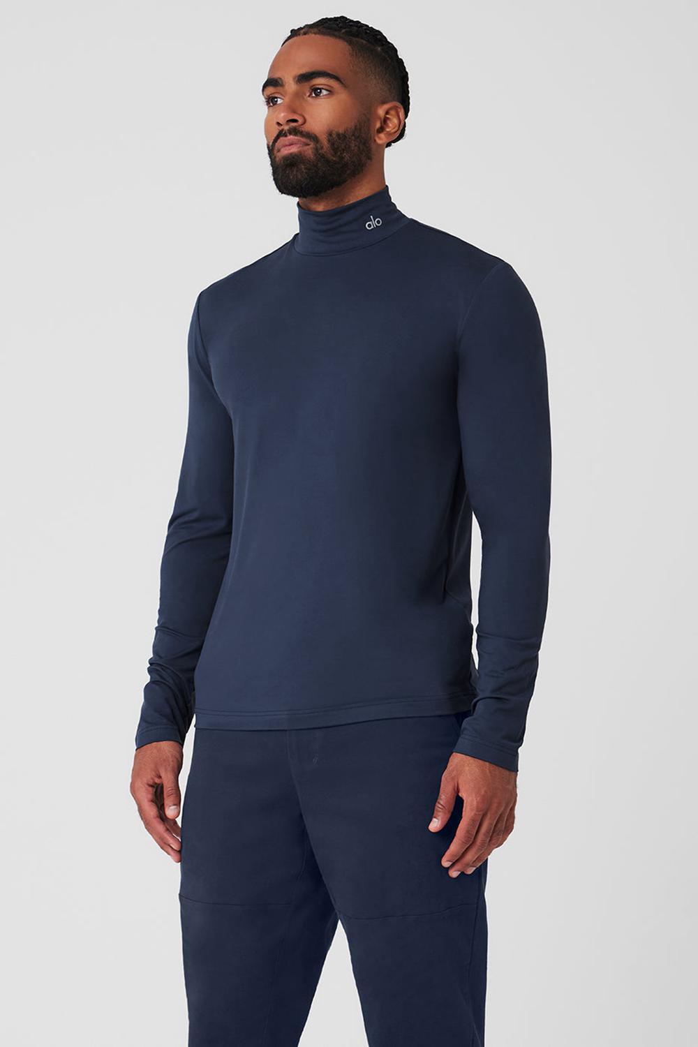 Manga Larga Alo Yoga Conquer Reform Mock Neck Hombre Azul Marino | Mexico  NTM-903621
