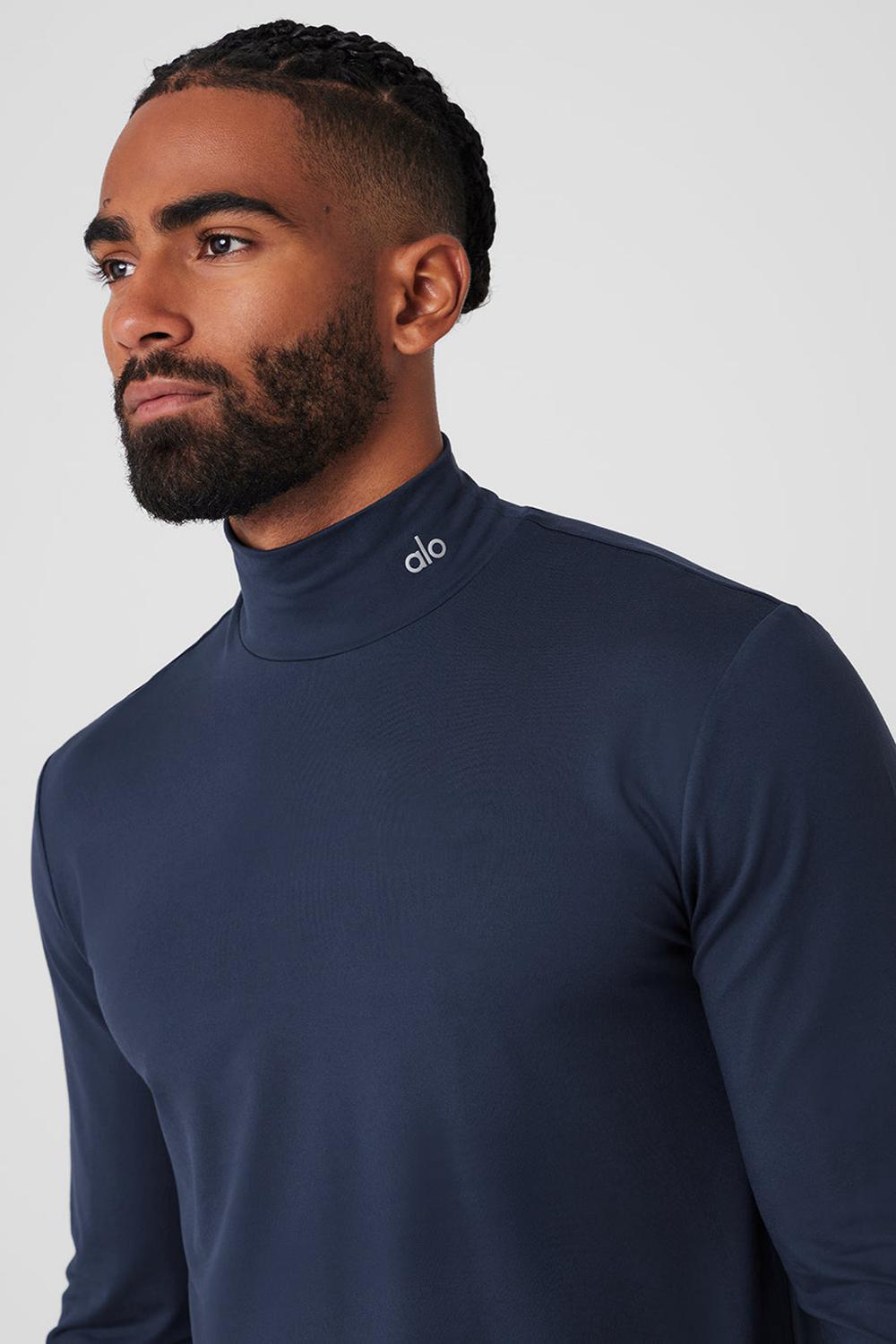 Manga Larga Alo Yoga Conquer Reform Mock Neck Hombre Azul Marino | Mexico  NTM-903621