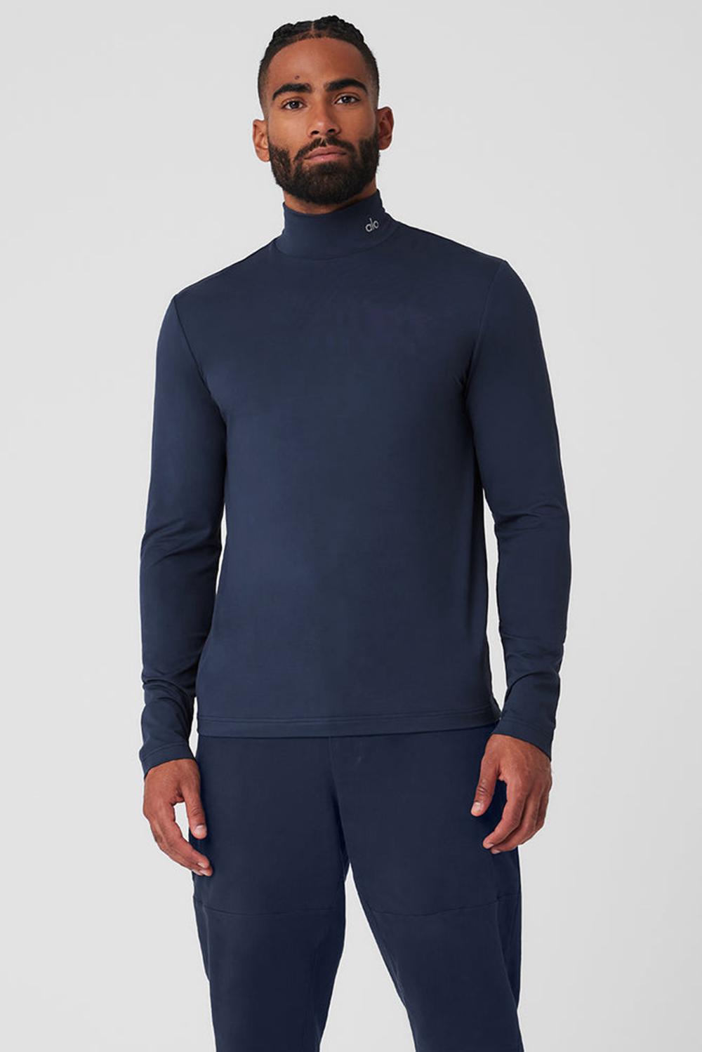 Manga Larga Alo Yoga Conquer Reform Mock Neck Hombre Azul Marino | Mexico  NTM-903621
