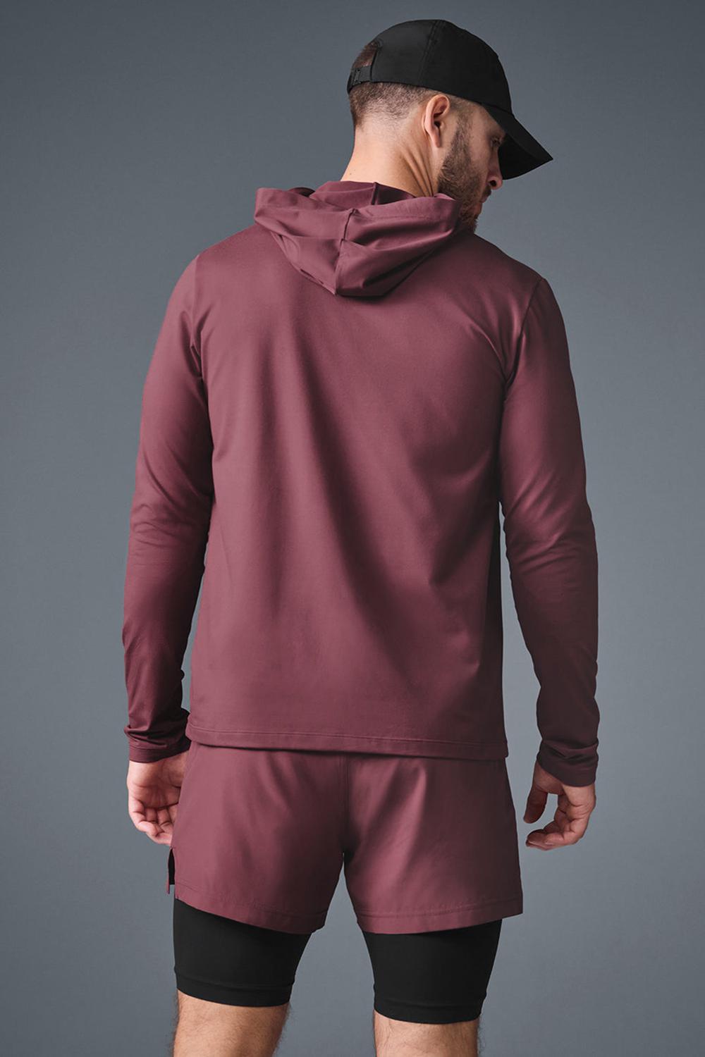 Manga Larga Alo Yoga Conquer Reform With Hood Hombre Vino | Mexico  ZPW-047256