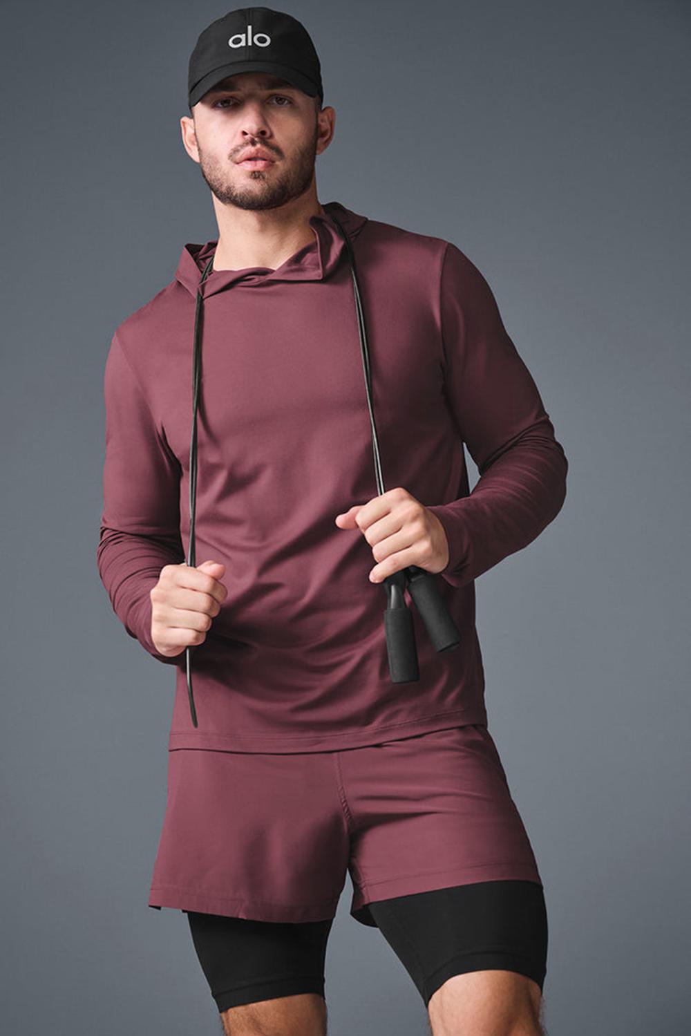 Manga Larga Alo Yoga Conquer Reform With Hood Hombre Vino | Mexico  ZPW-047256